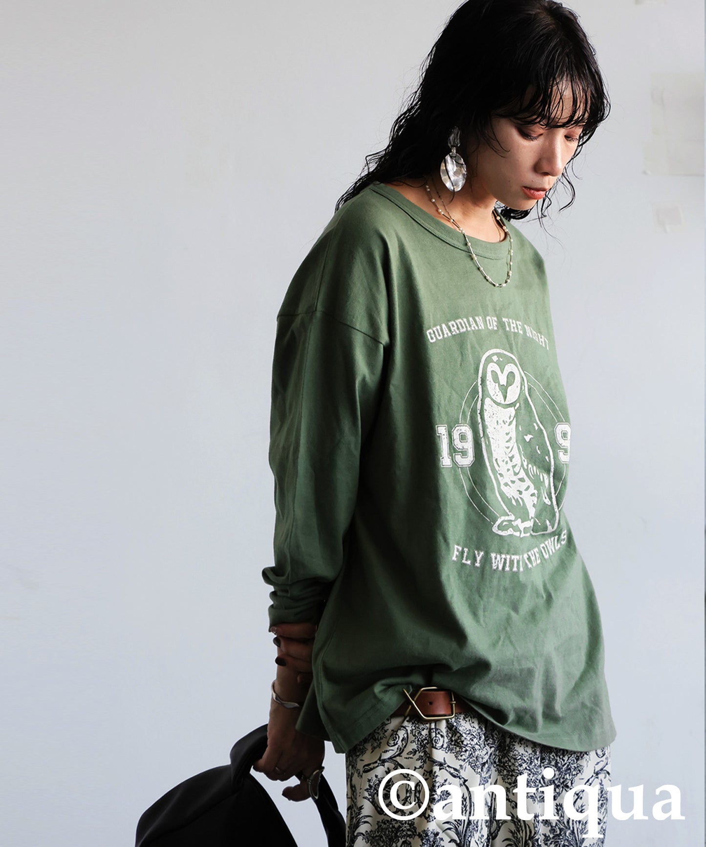 Long-Sleeved 100% Cotton Animal Print Long-Sleeved T-Shirt Ladies