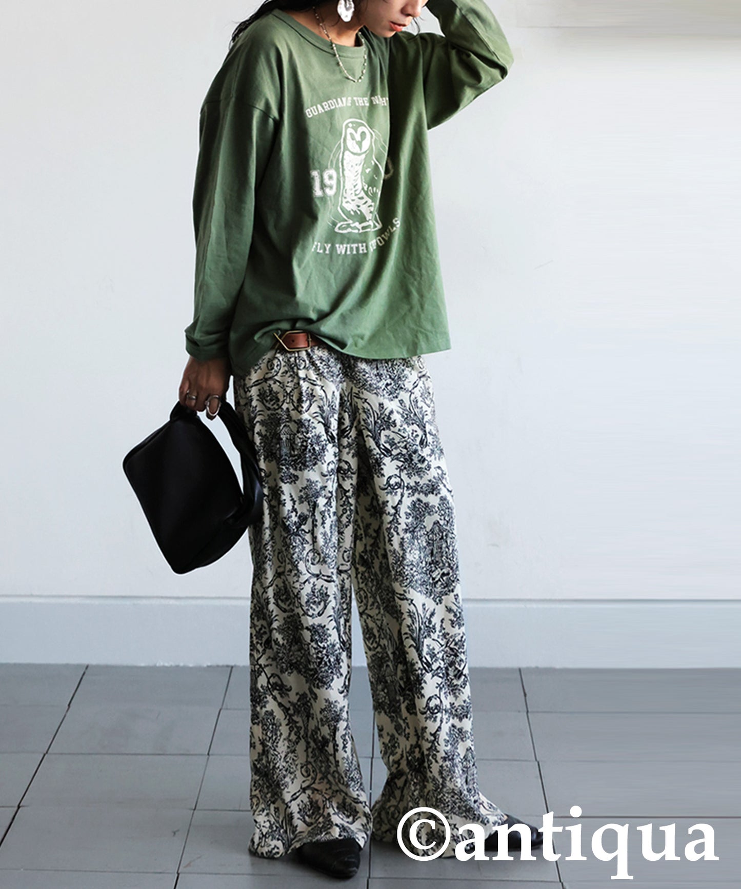 Long-Sleeved 100% Cotton Animal Print Long-Sleeved T-Shirt Ladies