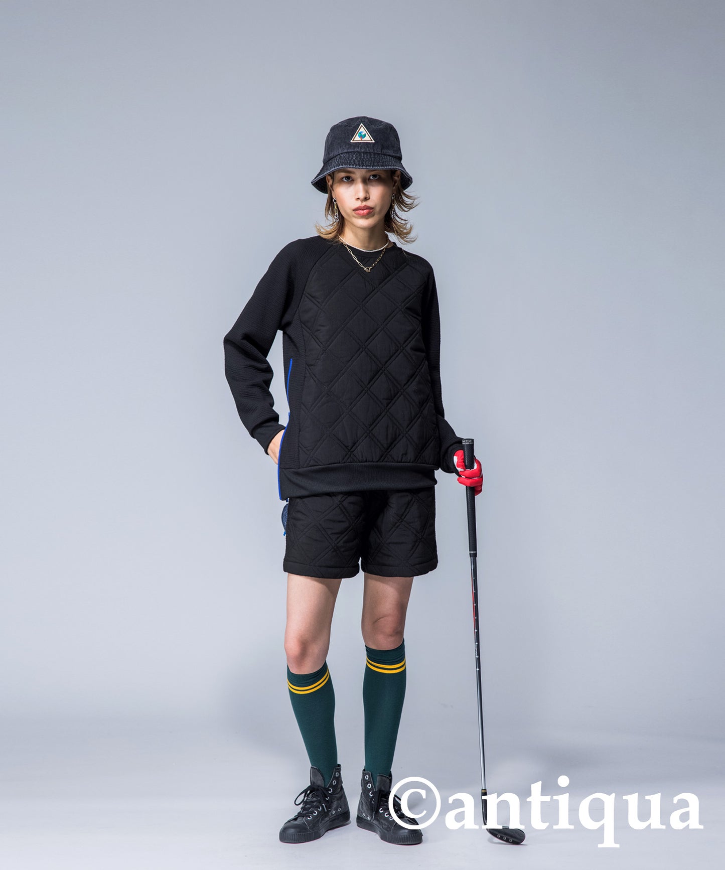 ANTIQUAGOLF×STCH Ladies quilting shorts