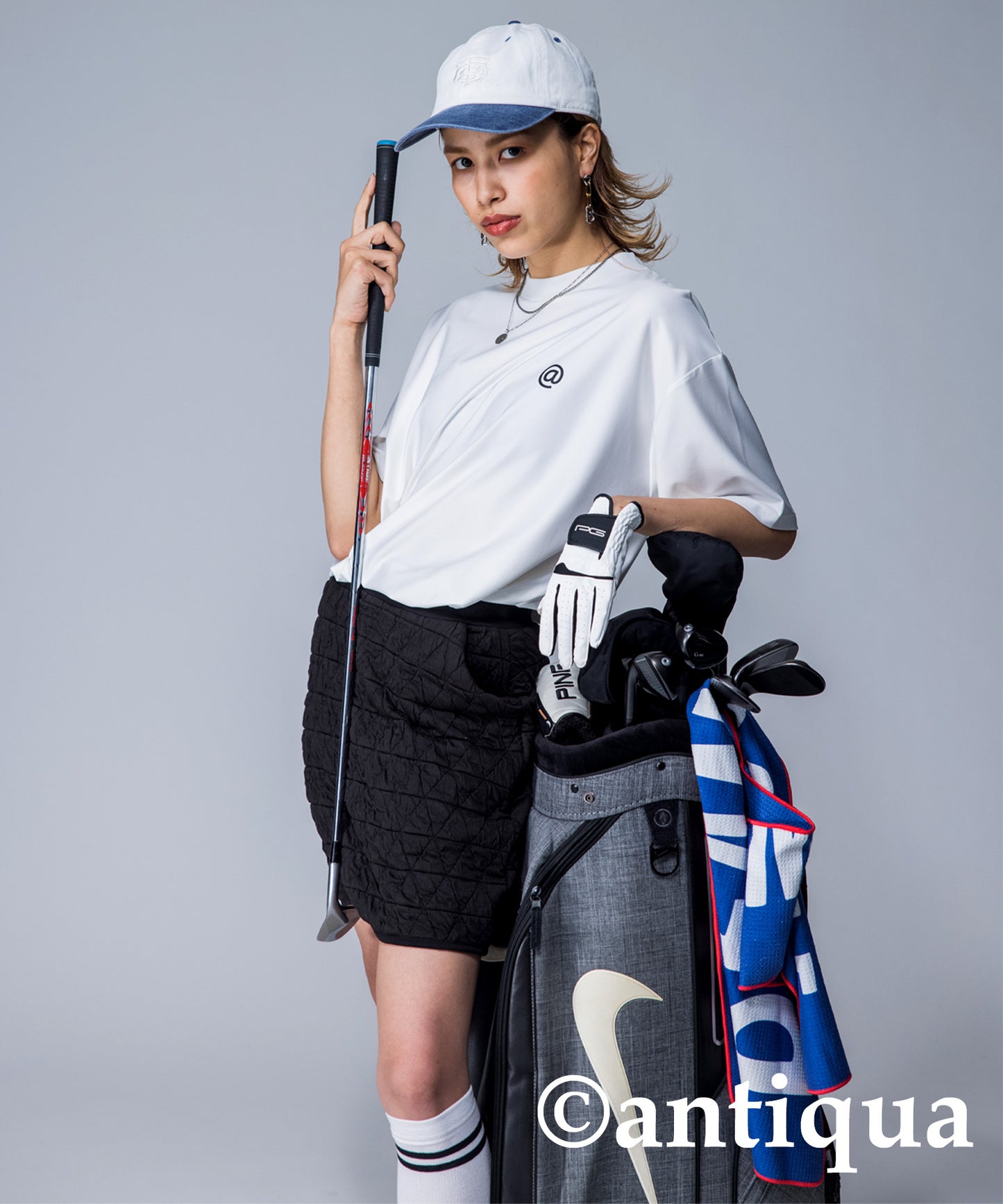 ANTIQUAGOLF×STCH Ladies quilting skirt