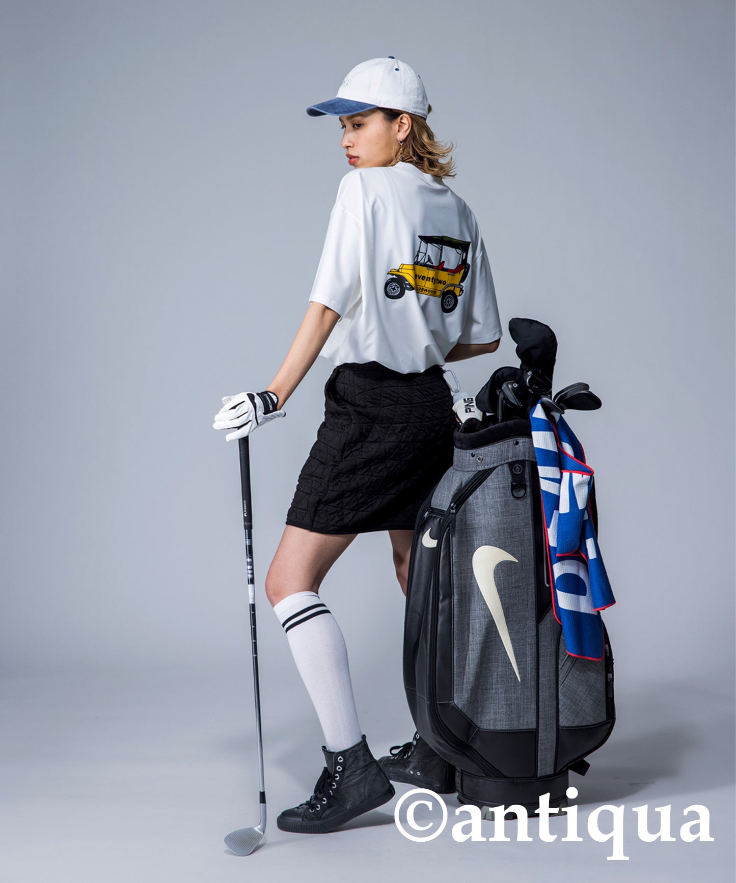 ANTIQUAGOLF×STCH Ladies quilting skirt