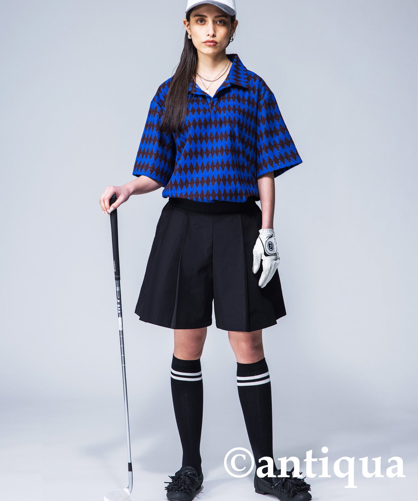 ANTIQUAGOLF×STCH Pleated Half Pants Ladies