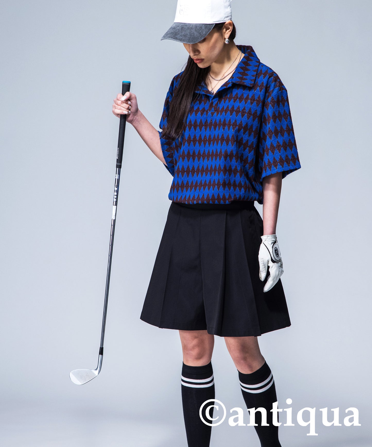 ANTIQUAGOLF×STCH Pleated Half Pants Ladies