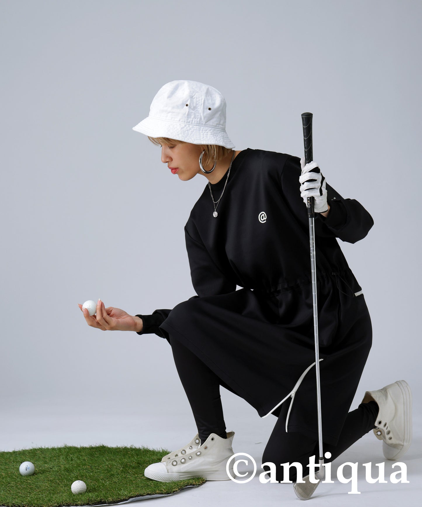 ANTIQUA GOLF×STCH ponte fabric Dress Ladies