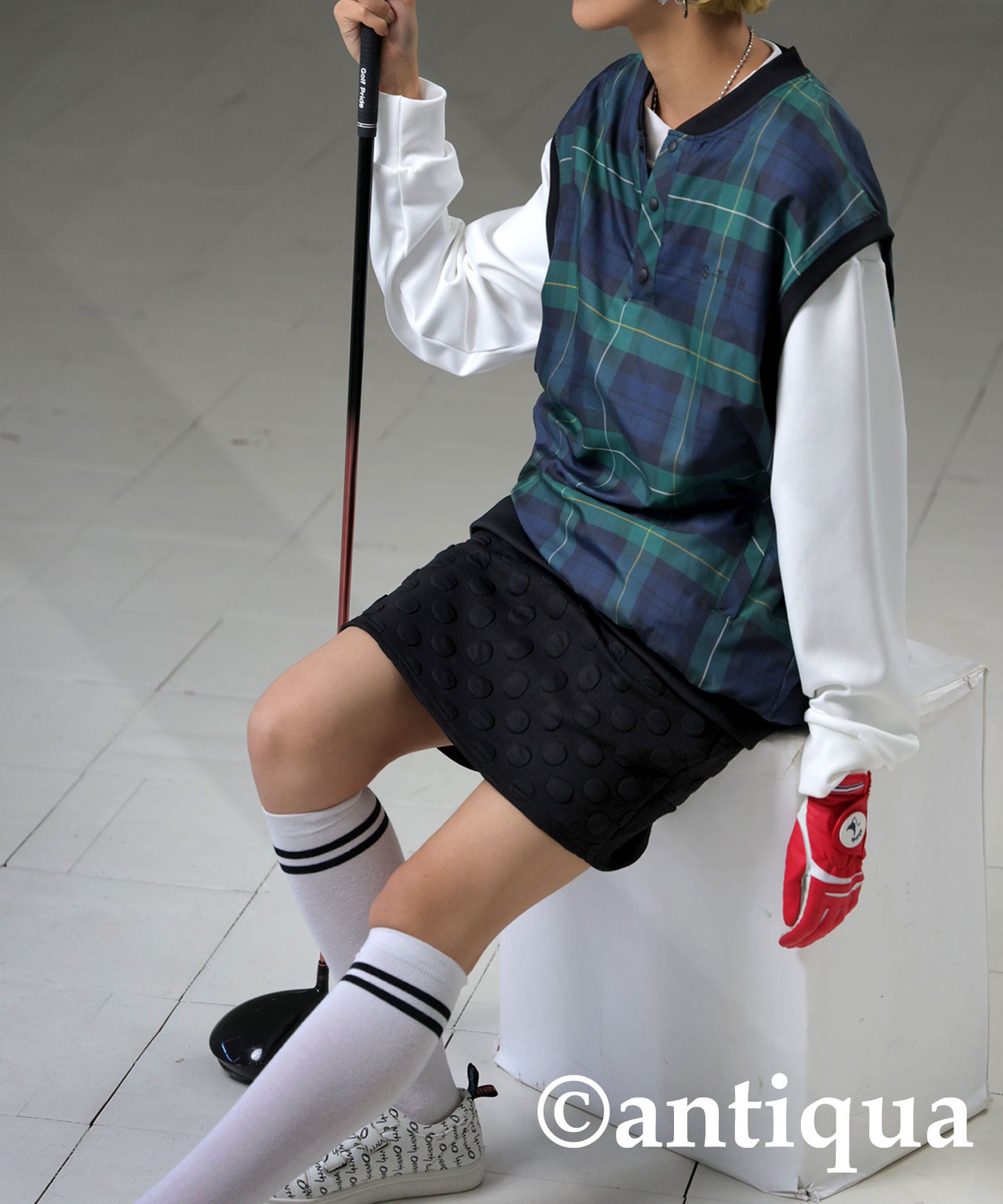 ANTIQUA GOLF×STCH Dot Mini Skirt Ladies