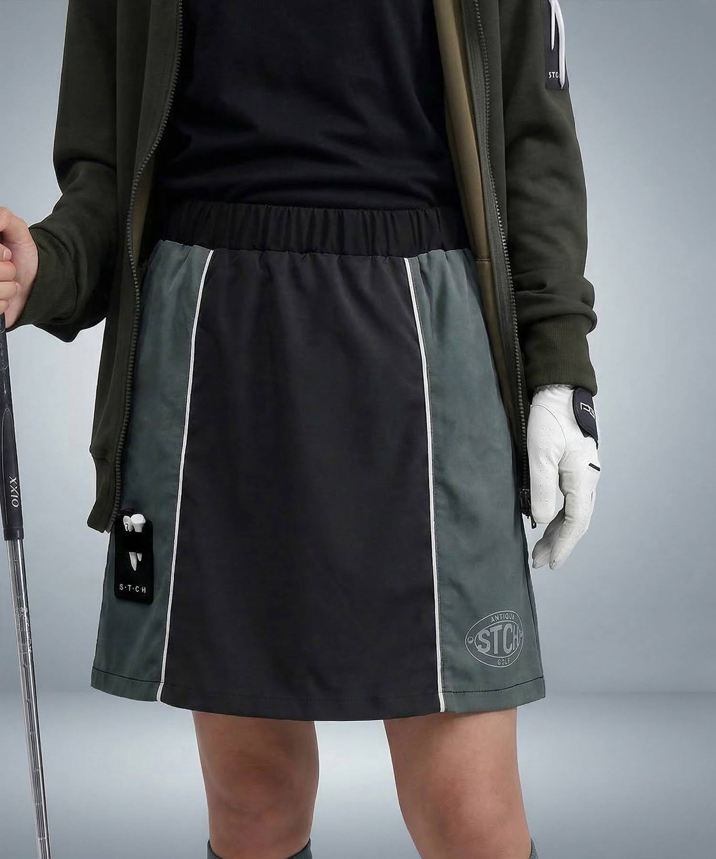ANTIQUA GOLF×STCH Color-Blocked Piping Mini Skirt Ladies