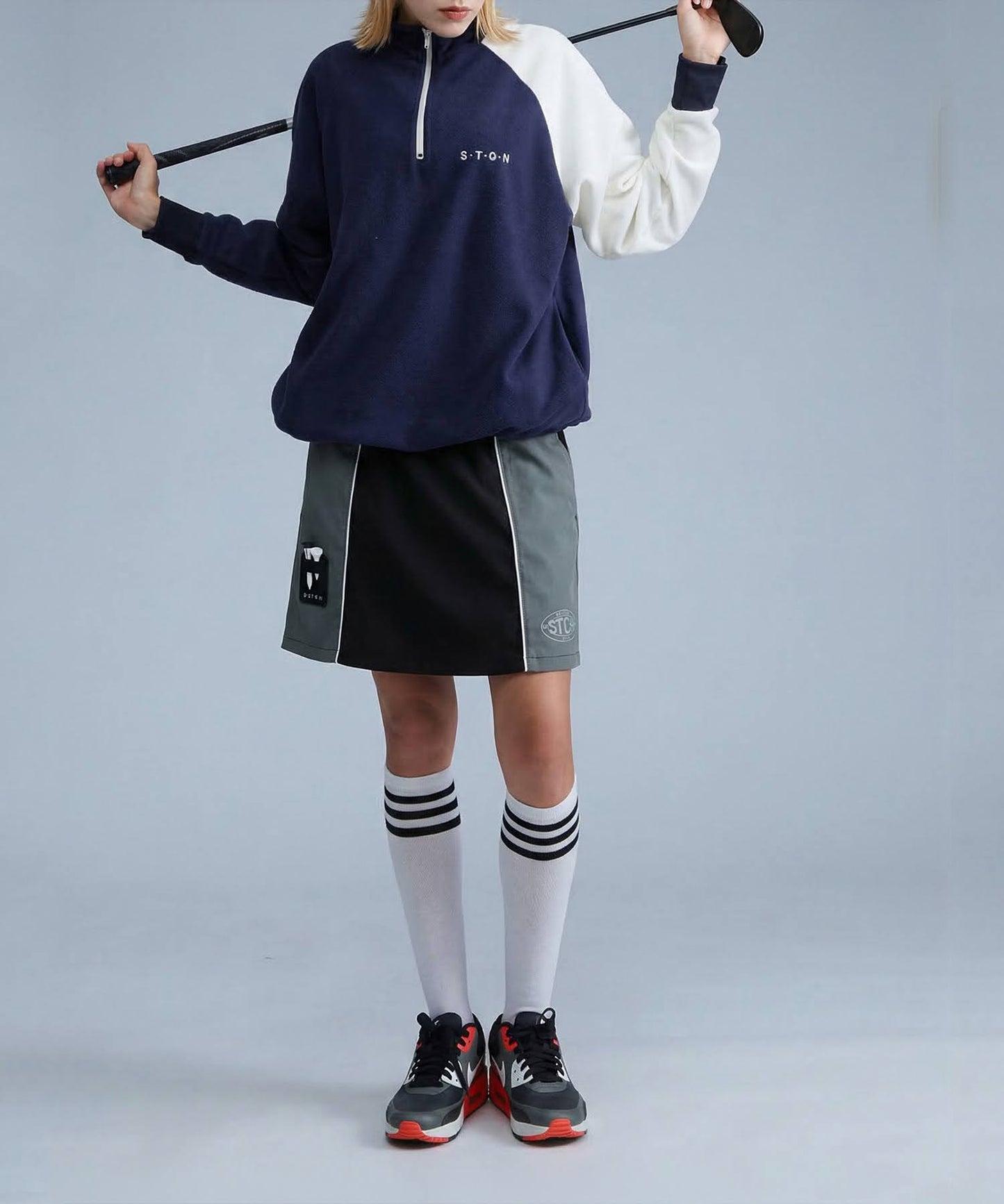 ANTIQUA GOLF×STCH Color-Blocked Piping Mini Skirt Ladies