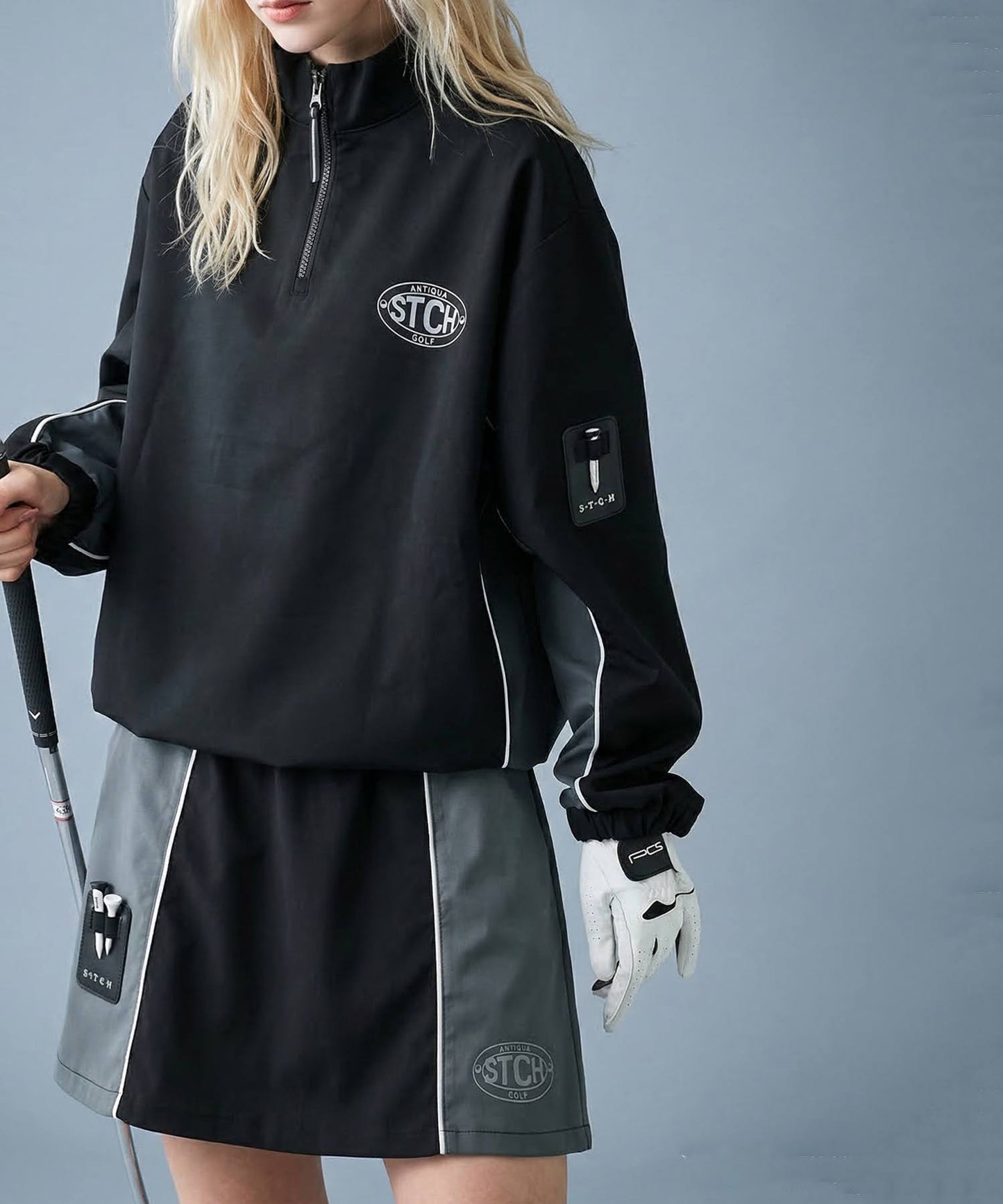 ANTIQUA GOLF×STCH Color-Blocked Piping Mini Skirt Ladies