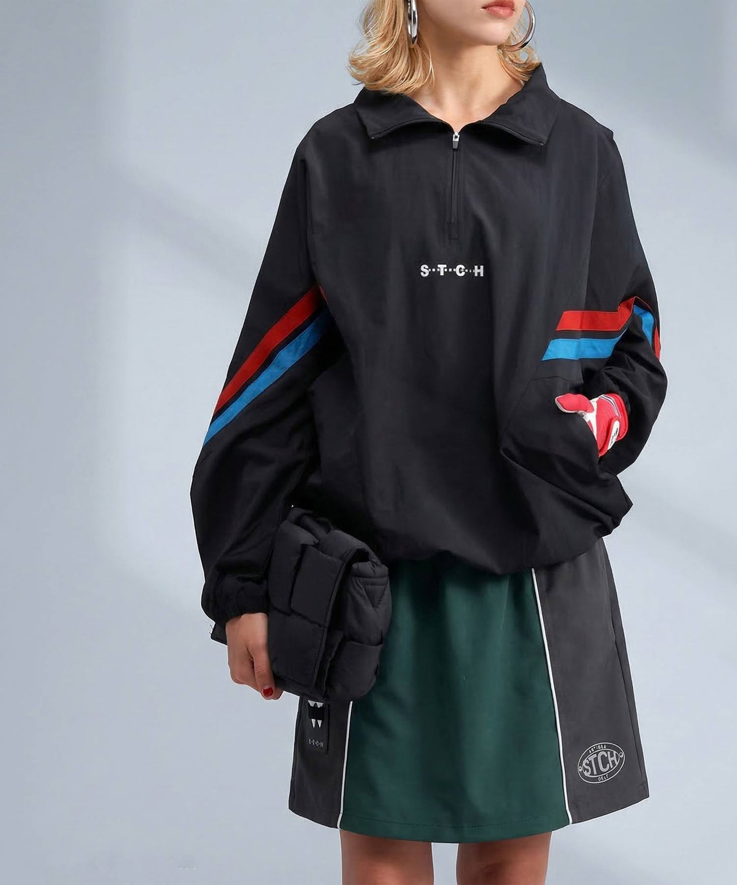 ANTIQUA GOLF×STCH Color-Blocked Piping Mini Skirt Ladies