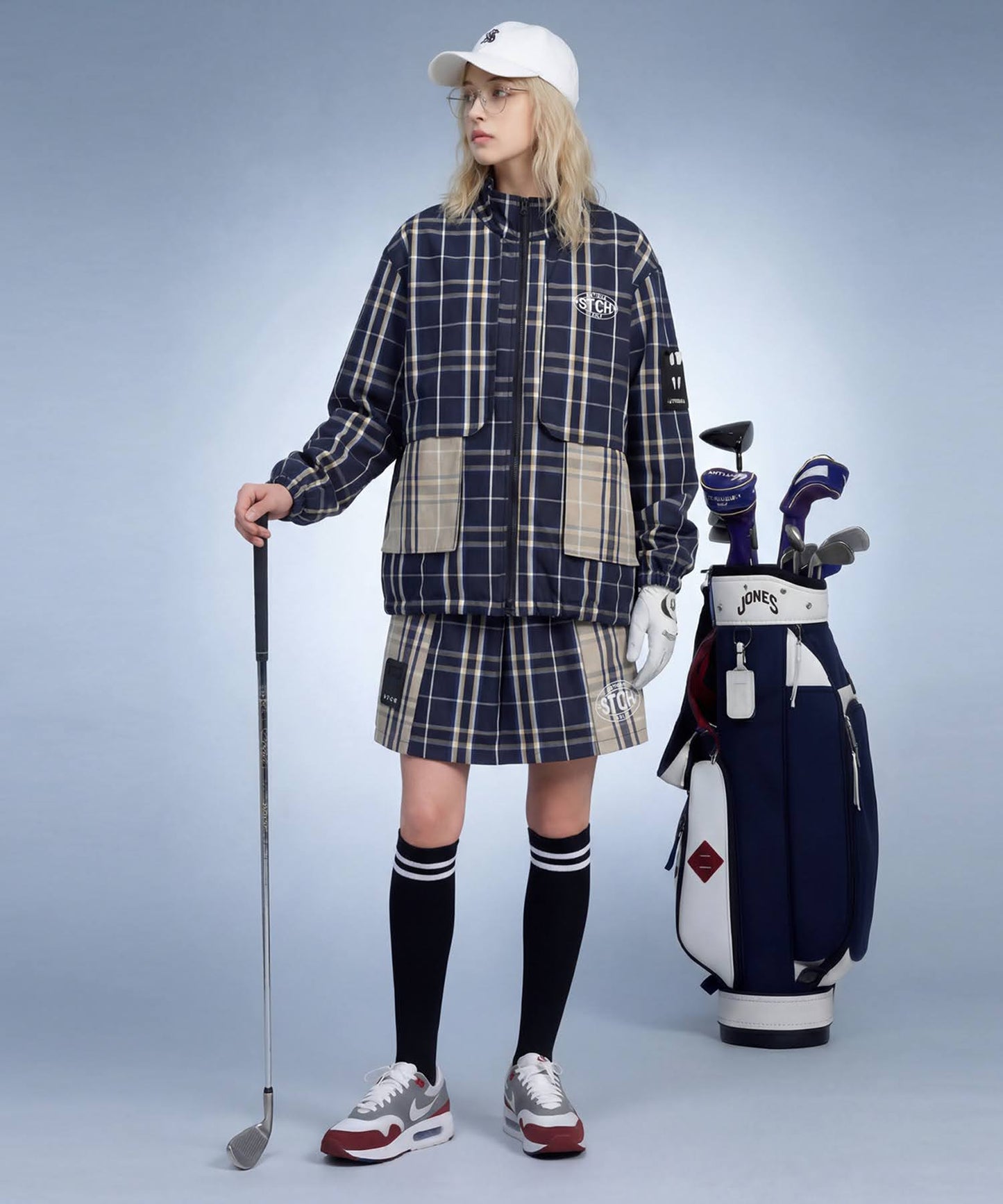 ANTIQUA GOLF×STCH Checkered Mini Skirt Ladies