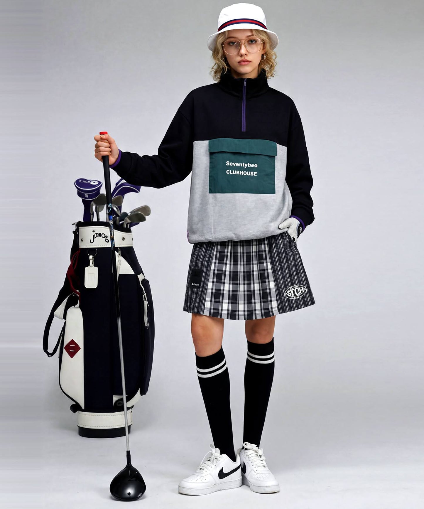 ANTIQUA GOLF×STCH Checkered Mini Skirt Ladies