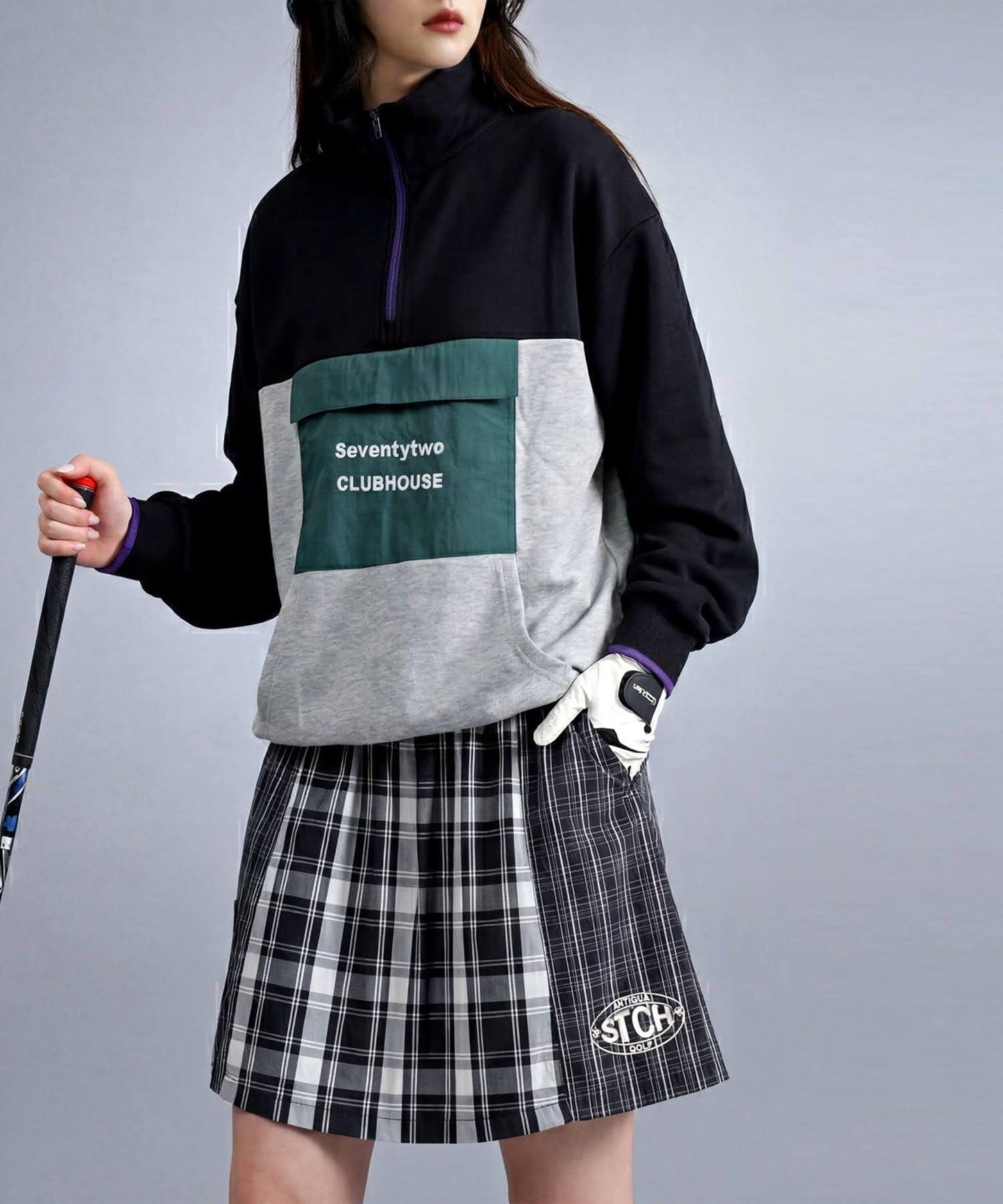 ANTIQUA GOLF×STCH Checkered Mini Skirt Ladies