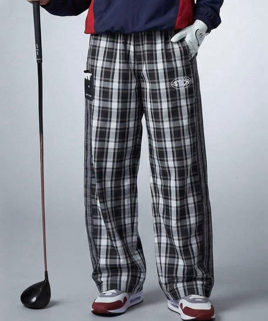 ANTIQUA GOLF×STCH Checkered Logo Print Wide-Leg Pants Ladies