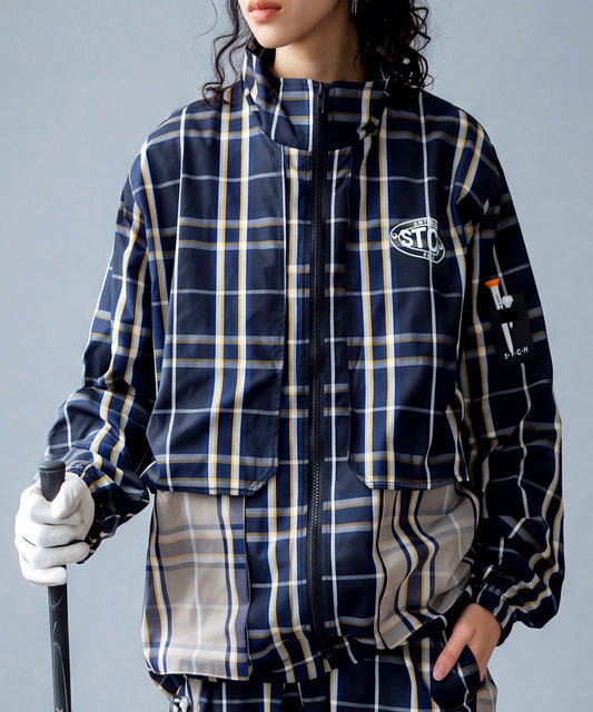 ANTIQUA GOLF×STCH Checkered Zip-Up Blouson Ladies
