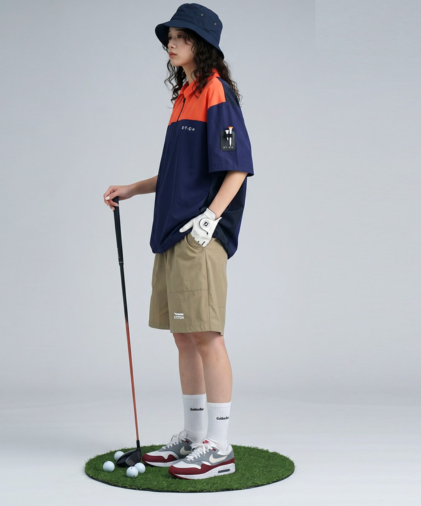 ANTIQUA GOLF×STCH Half-Zip Color-Block Polo Shirt Ladies