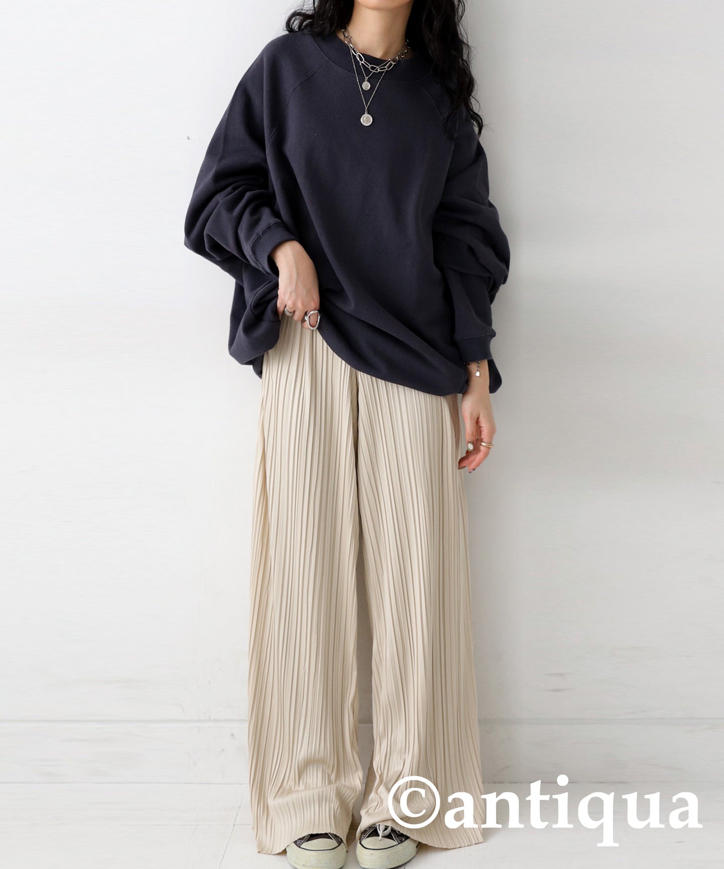 Random pleated self -cut pants Ladies pants