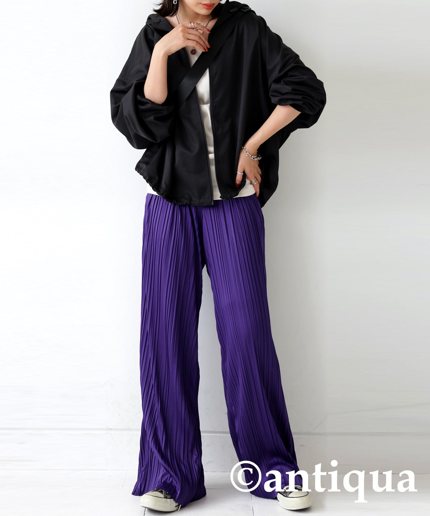 Random pleated self -cut pants Ladies pants