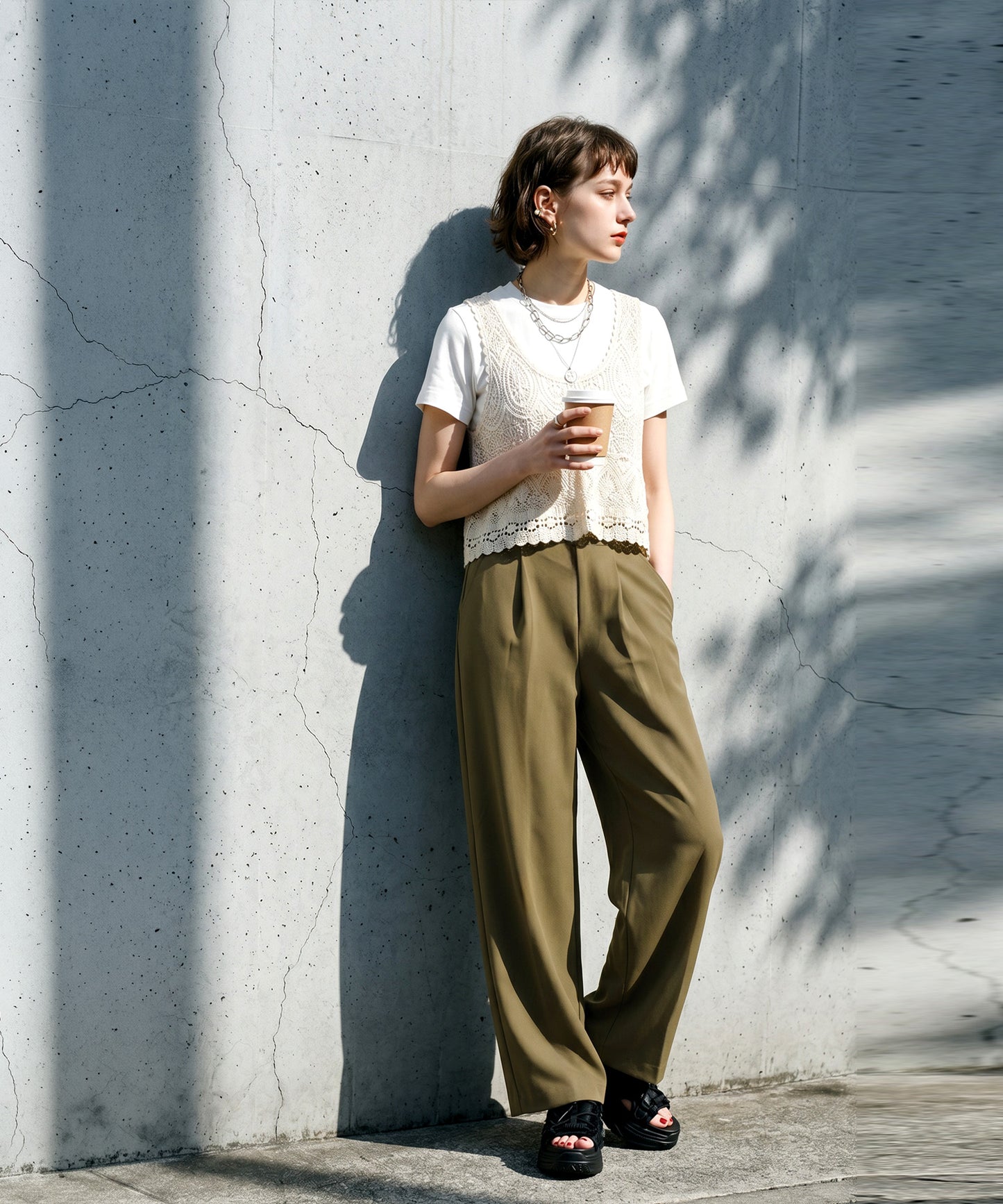 Georgette fabric Straight Pants Ladies