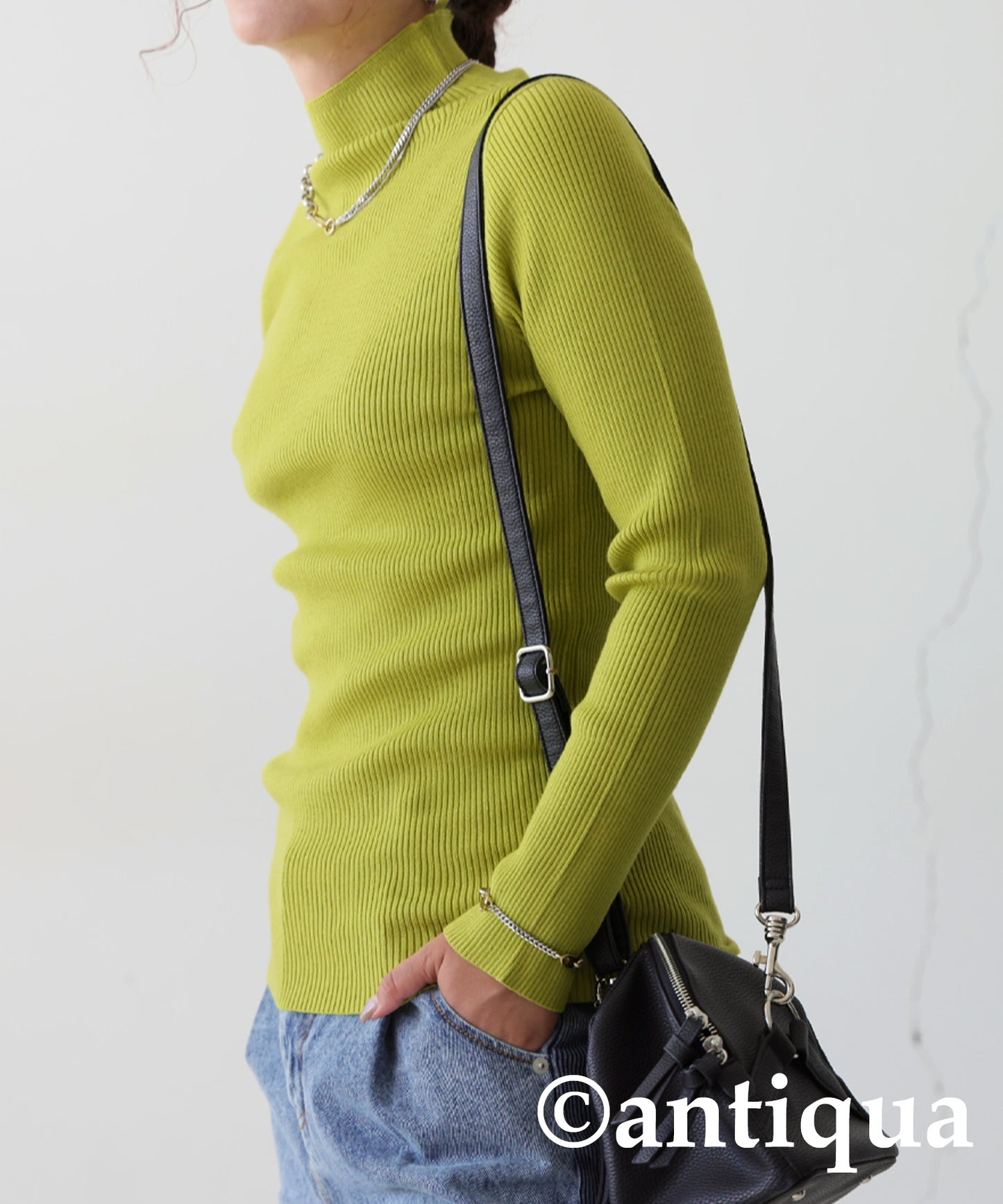 Single Color High Neck Heat Rib Innerwear Ladies