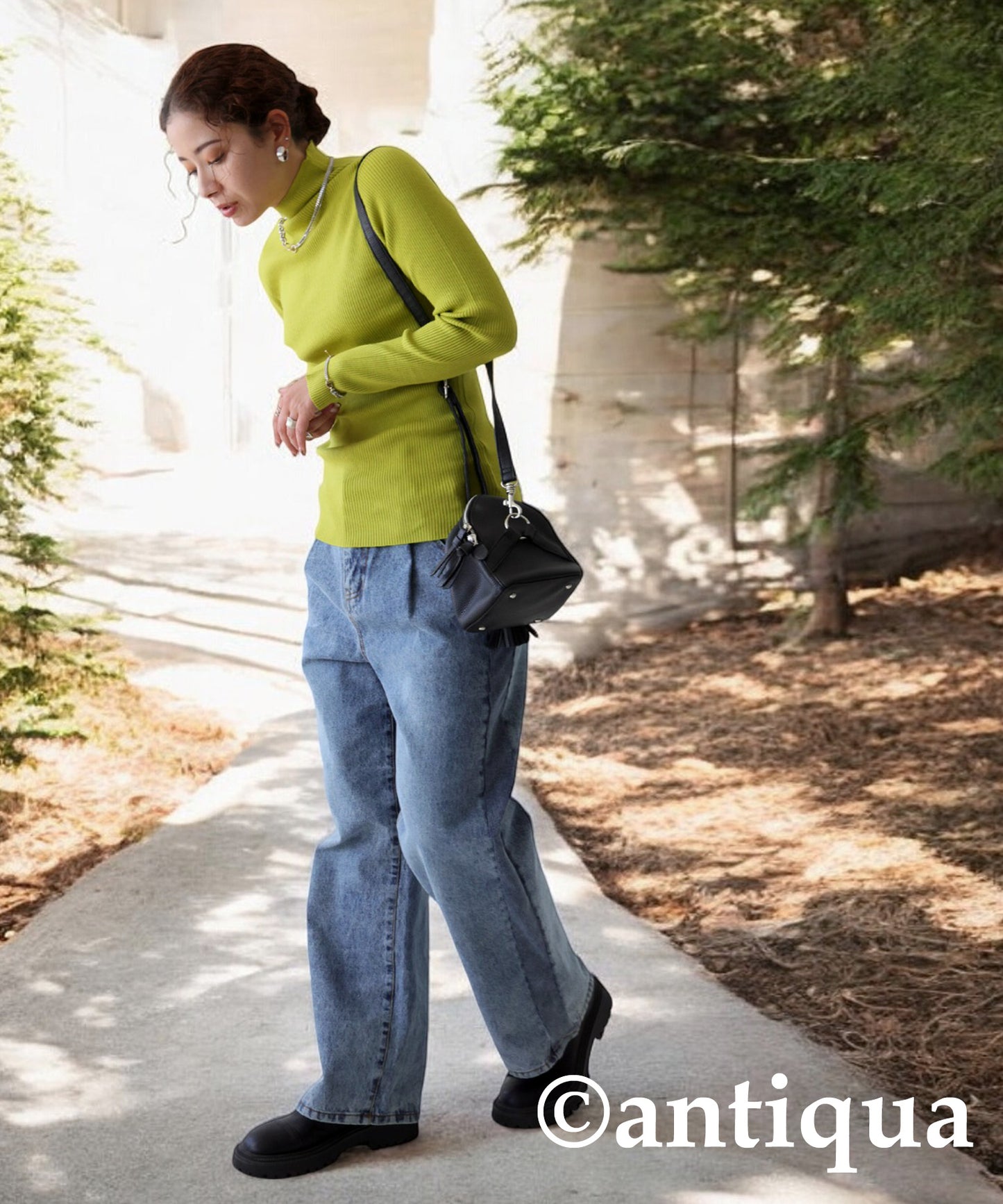 Single Color High Neck Heat Rib Innerwear Ladies