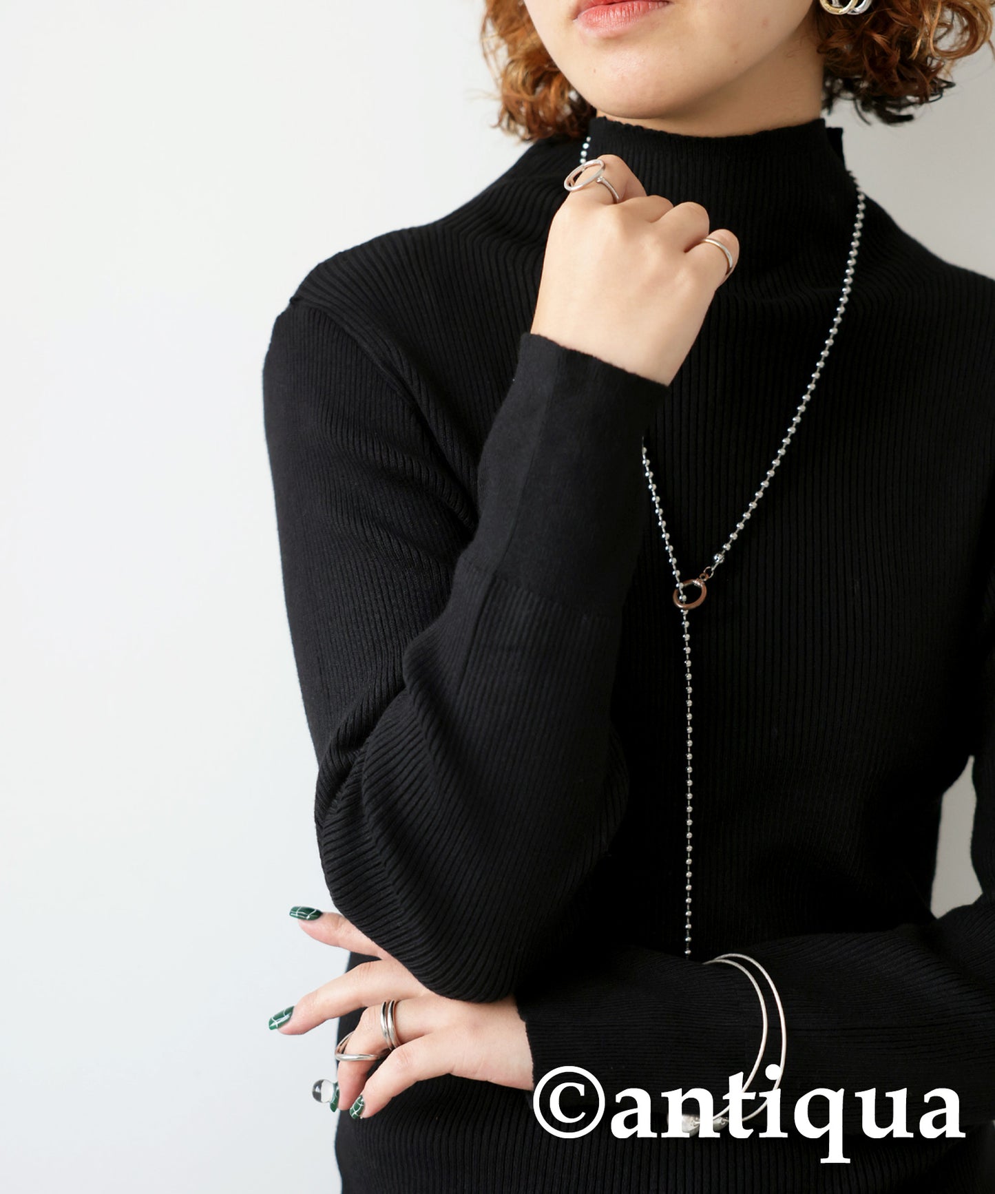 Single Color High Neck Heat Rib Innerwear Ladies