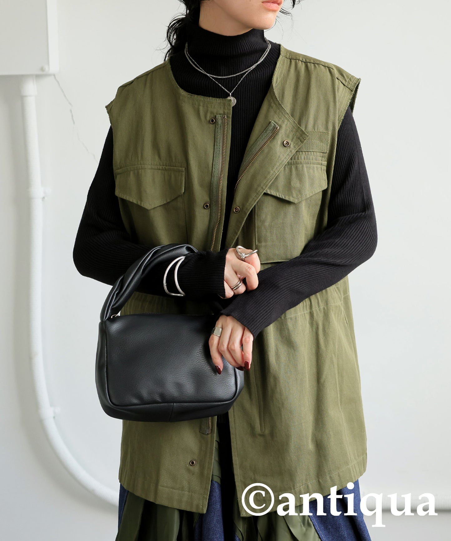 Single Color High Neck Heat Rib Innerwear Ladies