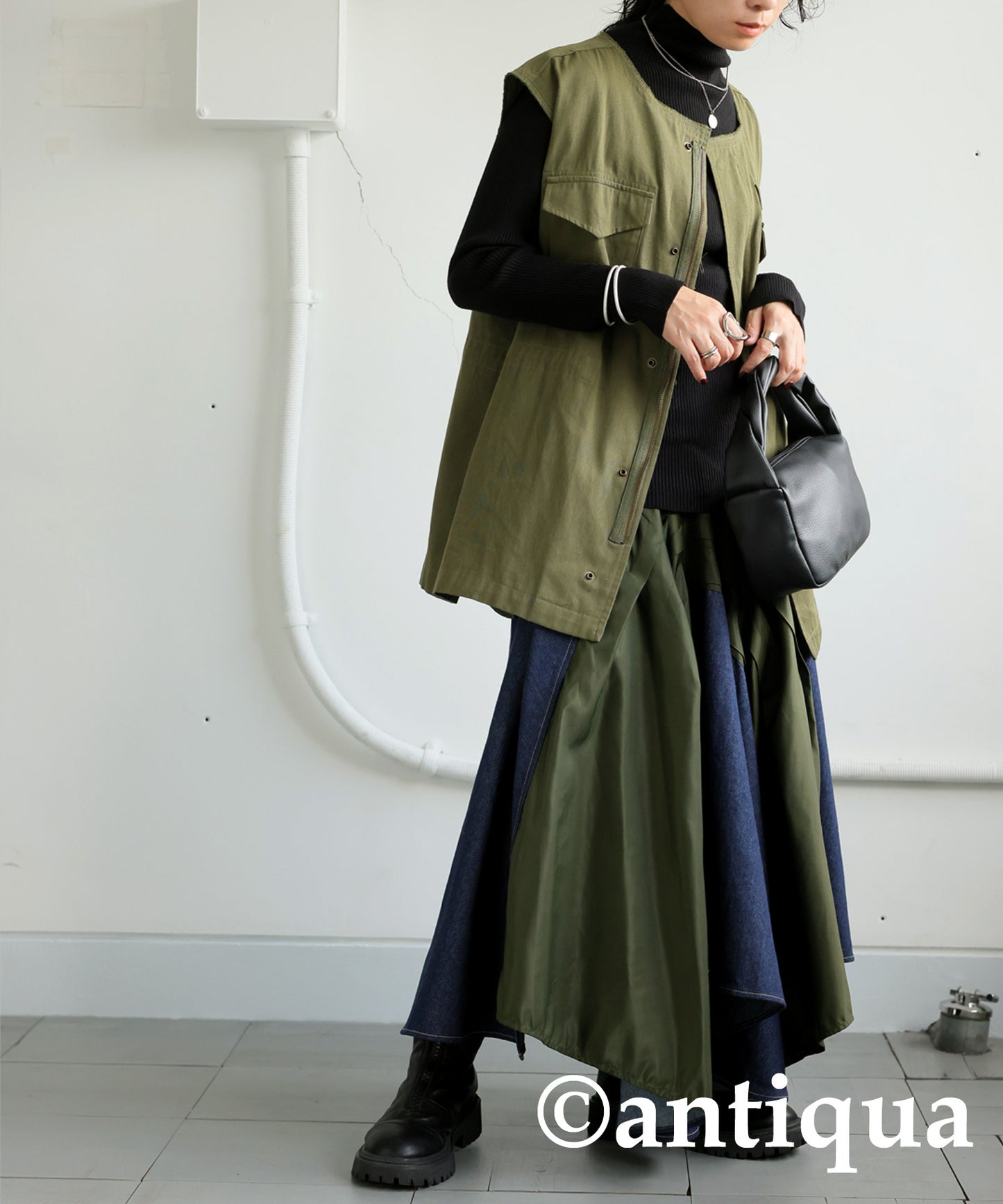 Single Color High Neck Heat Rib Innerwear Ladies