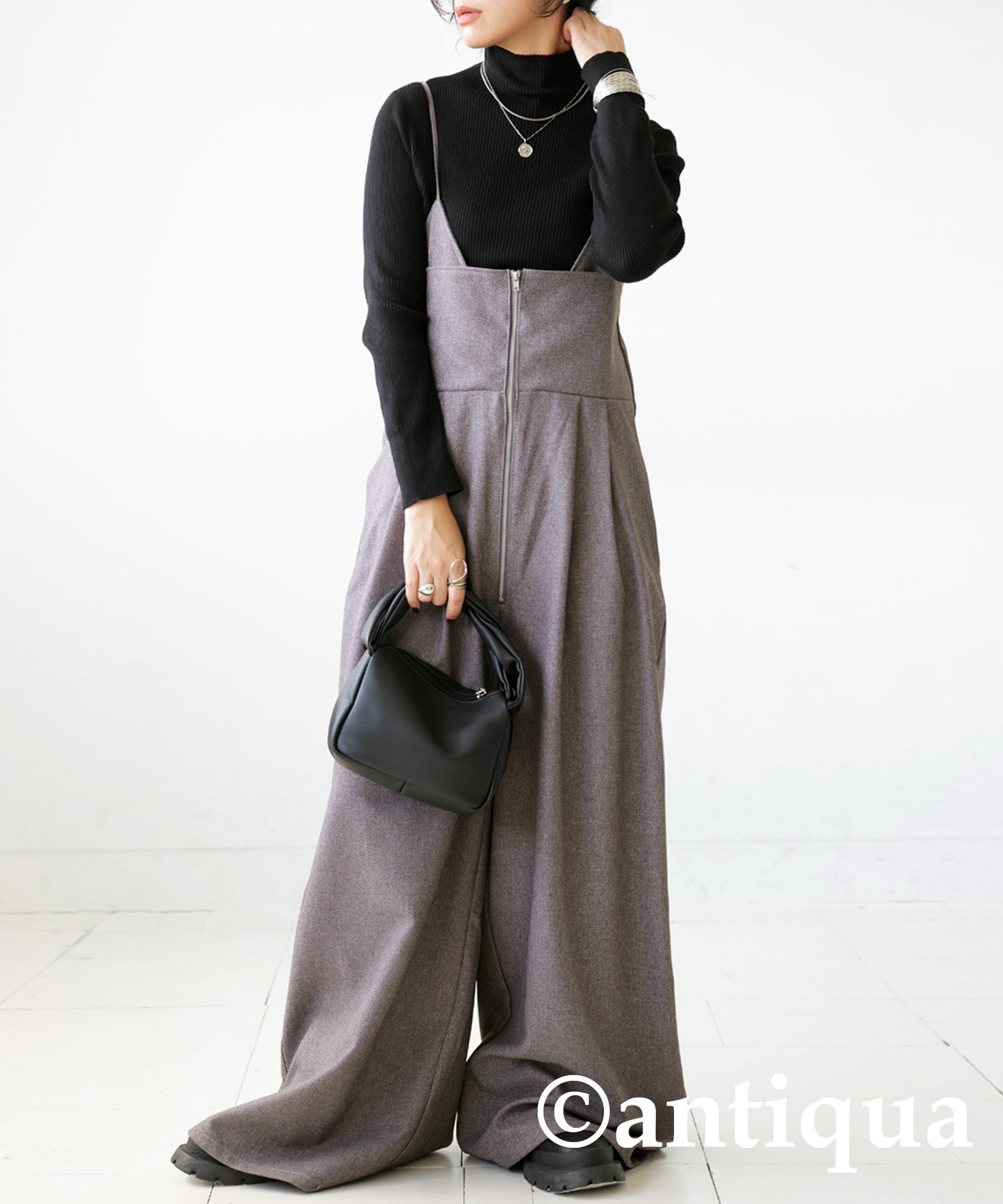 Single Color High Neck Heat Rib Innerwear Ladies