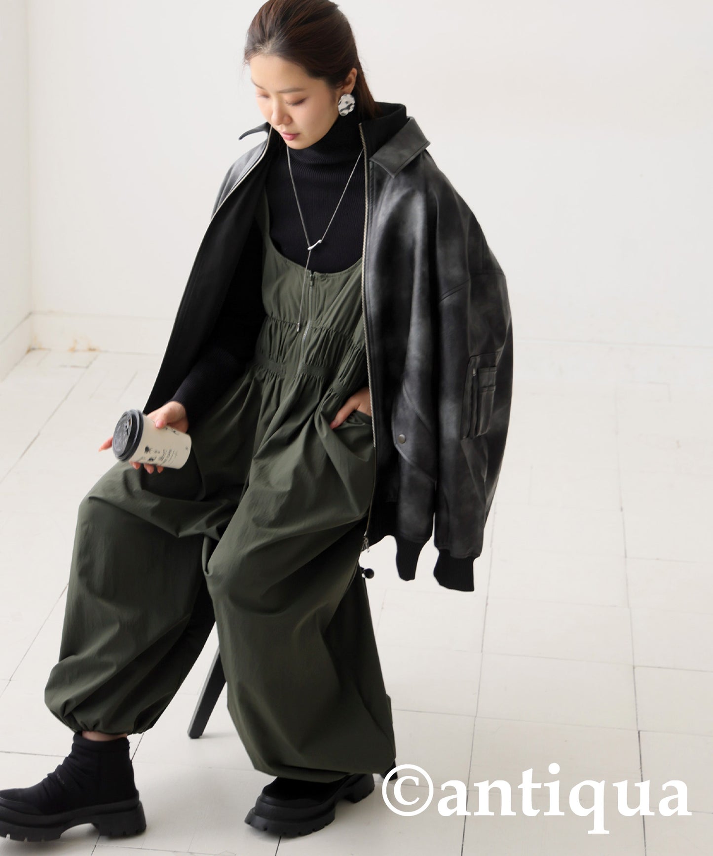 Single Color High Neck Heat Rib Innerwear Ladies