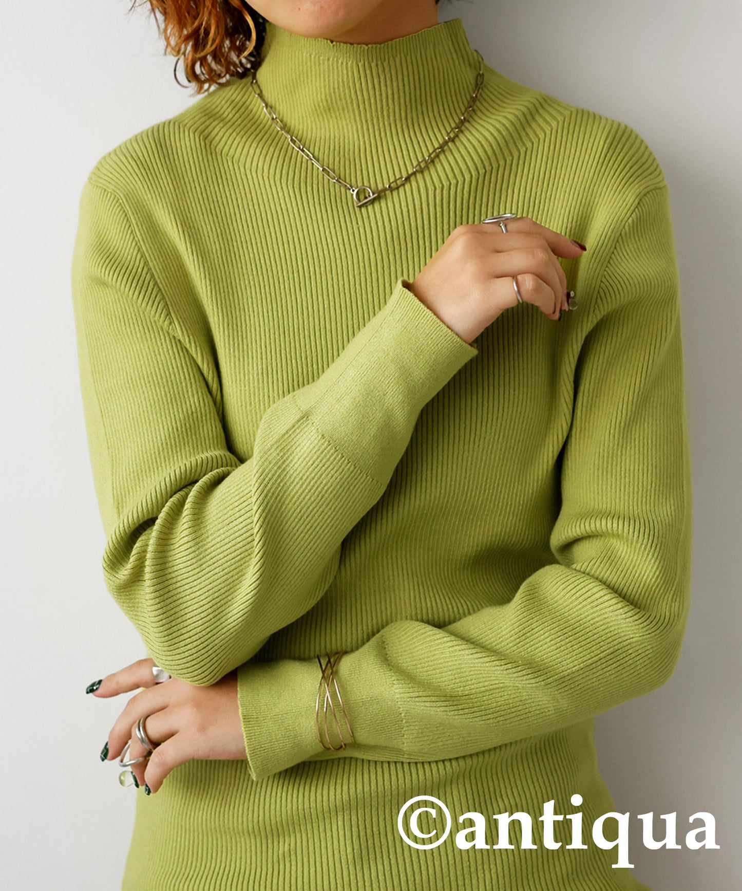 Single Color High Neck Heat Rib Innerwear Ladies