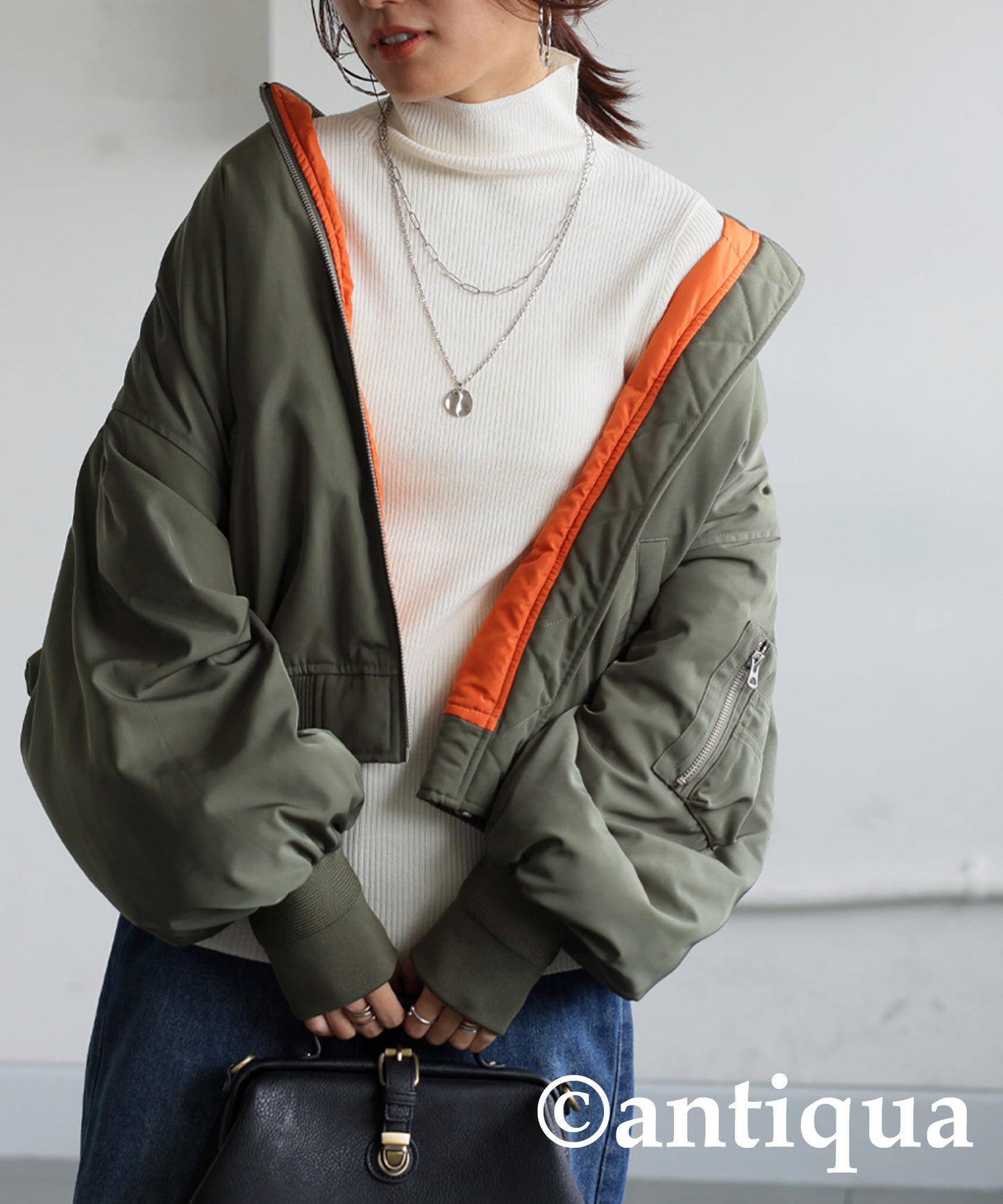 Single Color High Neck Heat Rib Innerwear Ladies