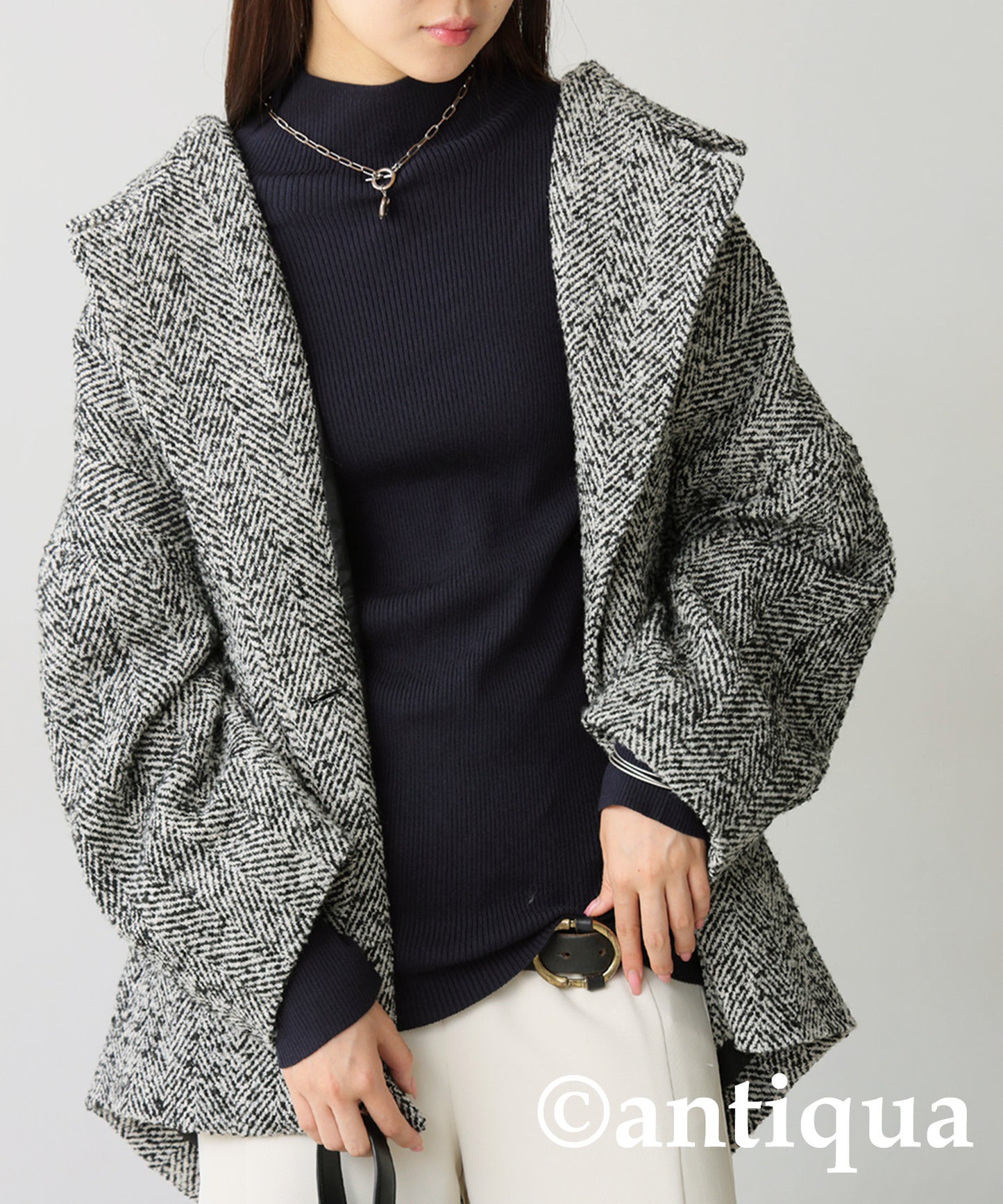 Single Color High Neck Heat Rib Innerwear Ladies