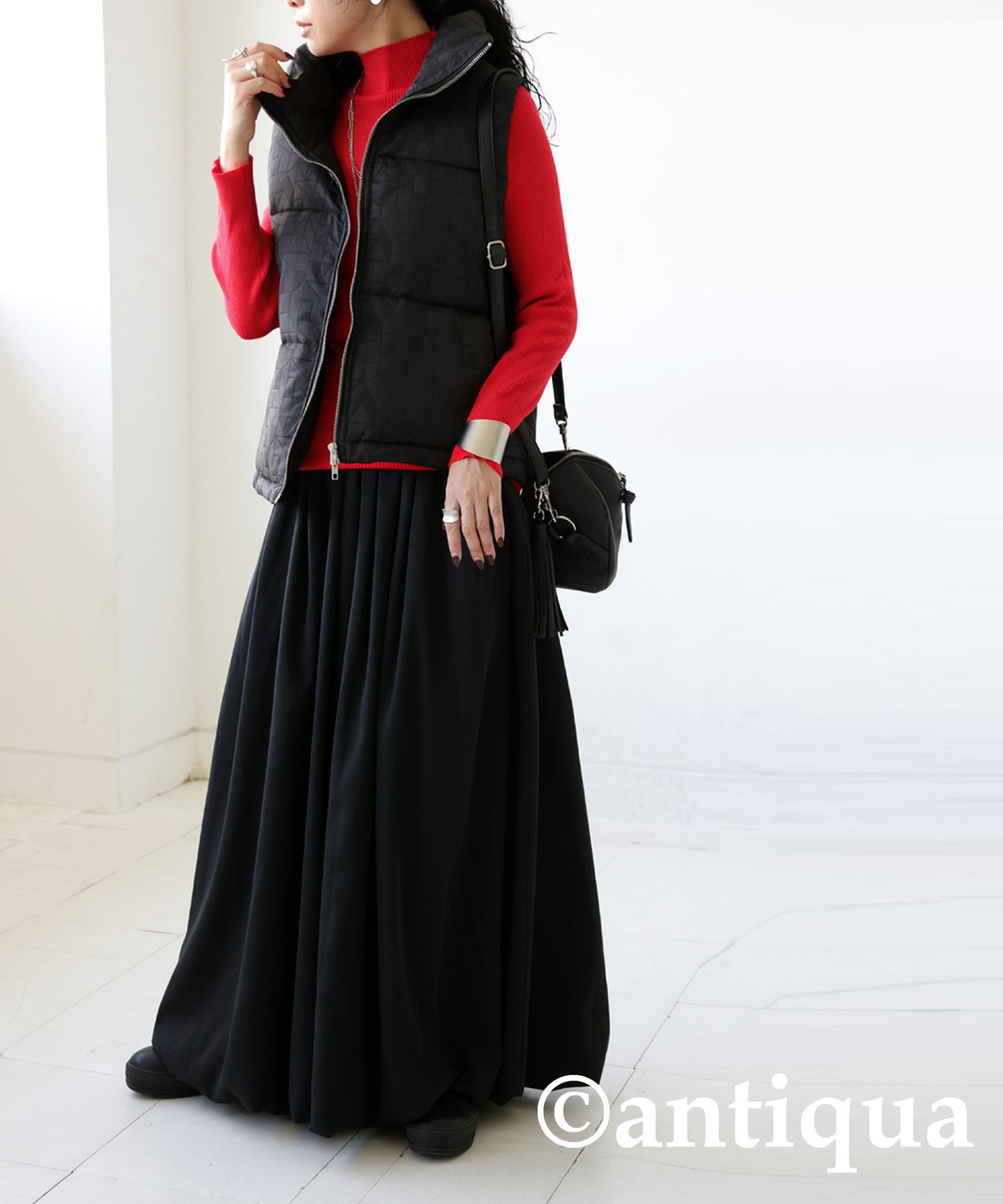 Single Color High Neck Heat Rib Innerwear Ladies