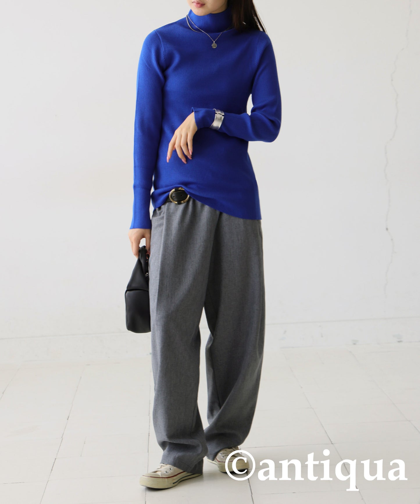 Single Color High Neck Heat Rib Innerwear Ladies