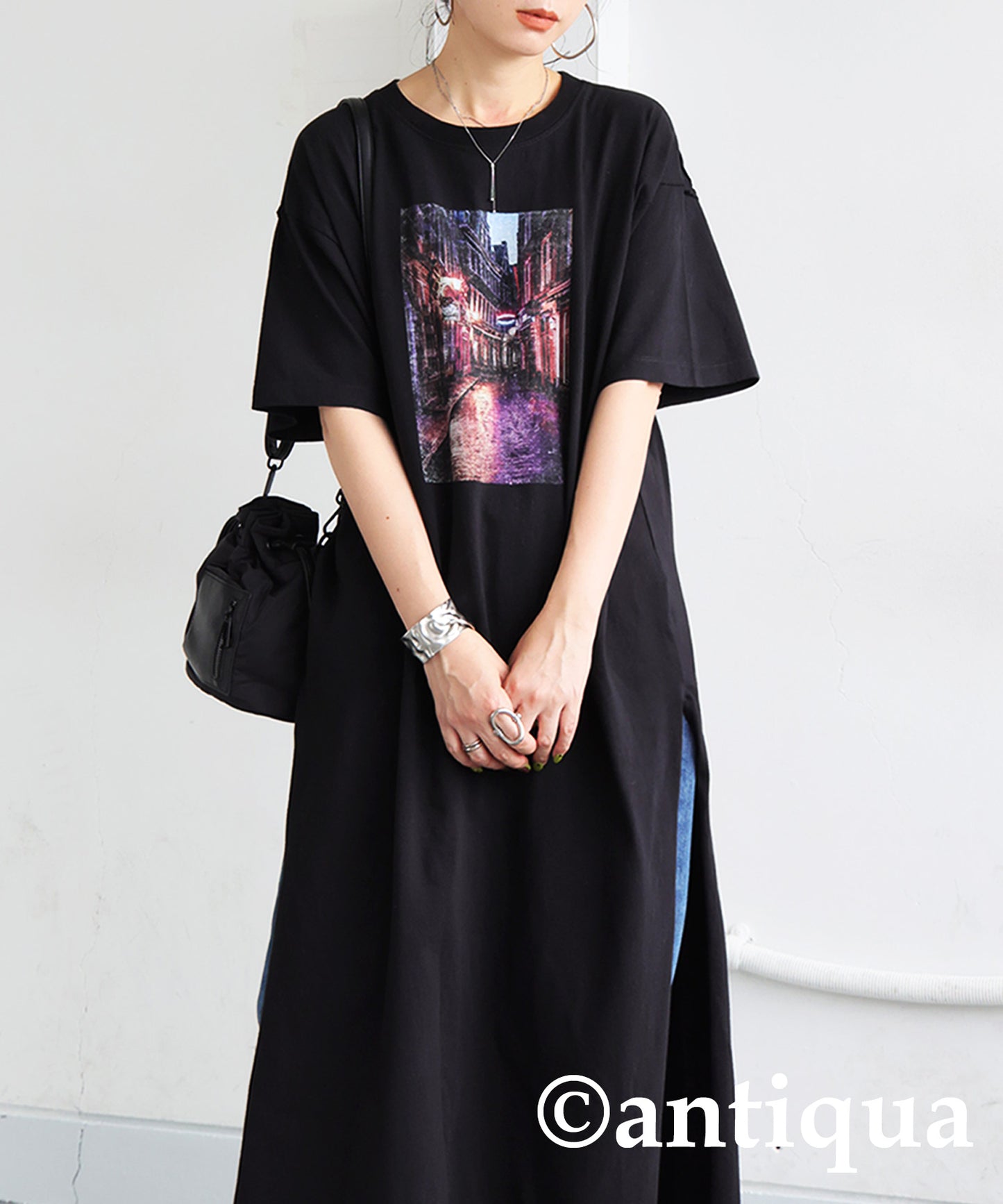 Ladies Photo Design Slit Dress