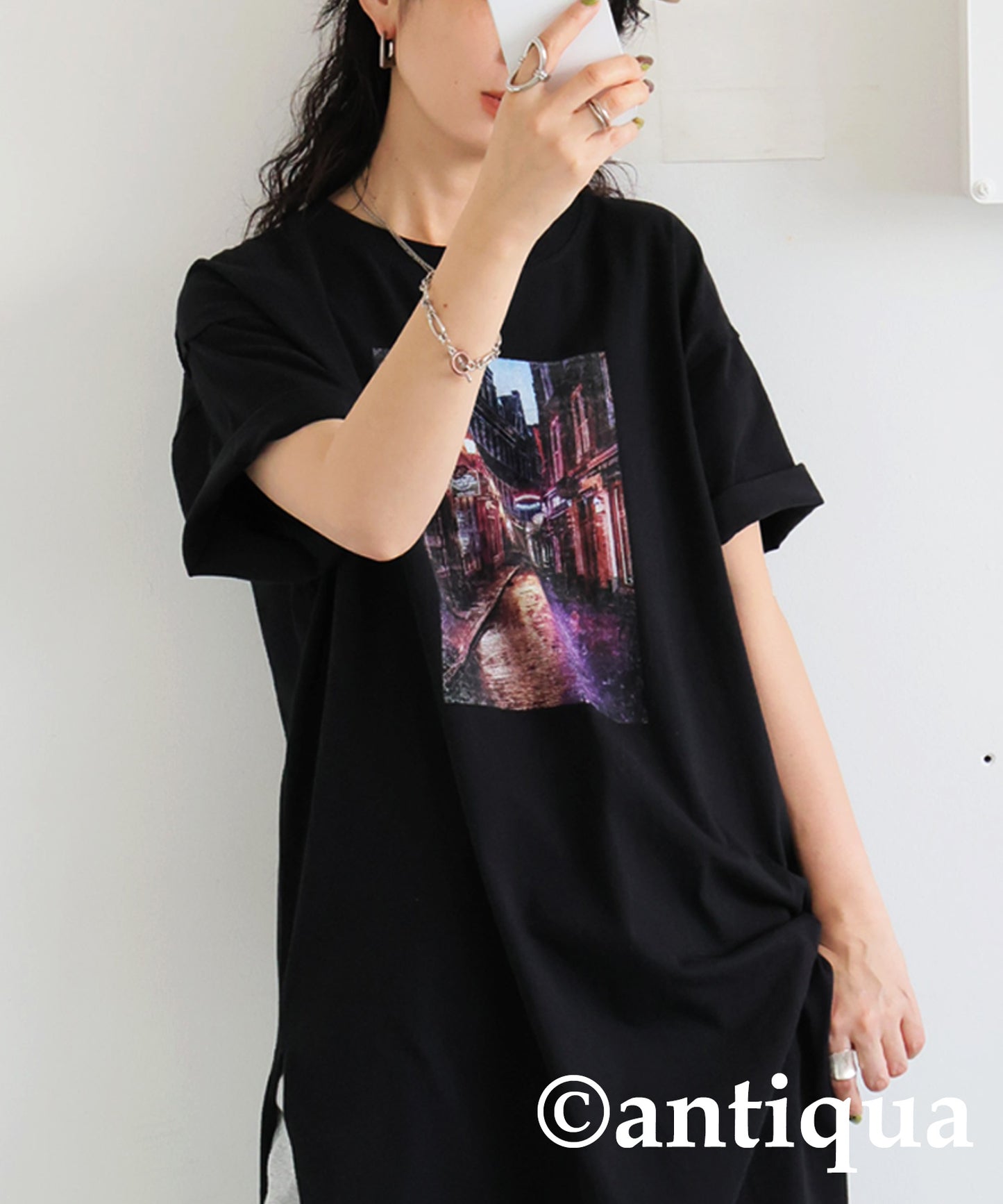 Ladies Photo Design Slit Dress