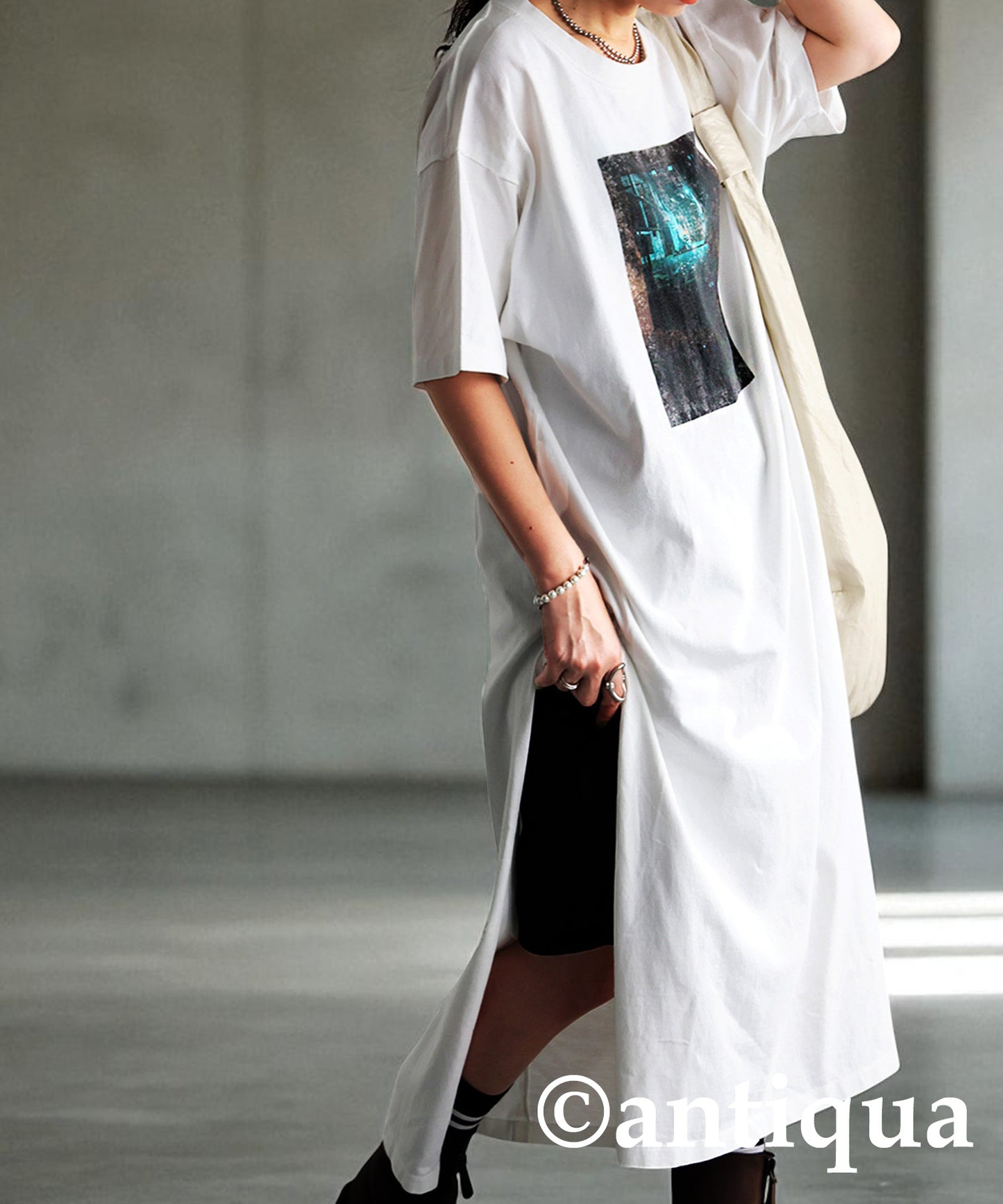 Ladies Photo Design Slit Dress