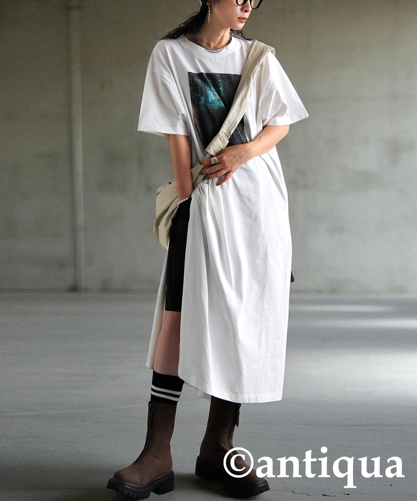 Ladies Photo Design Slit Dress