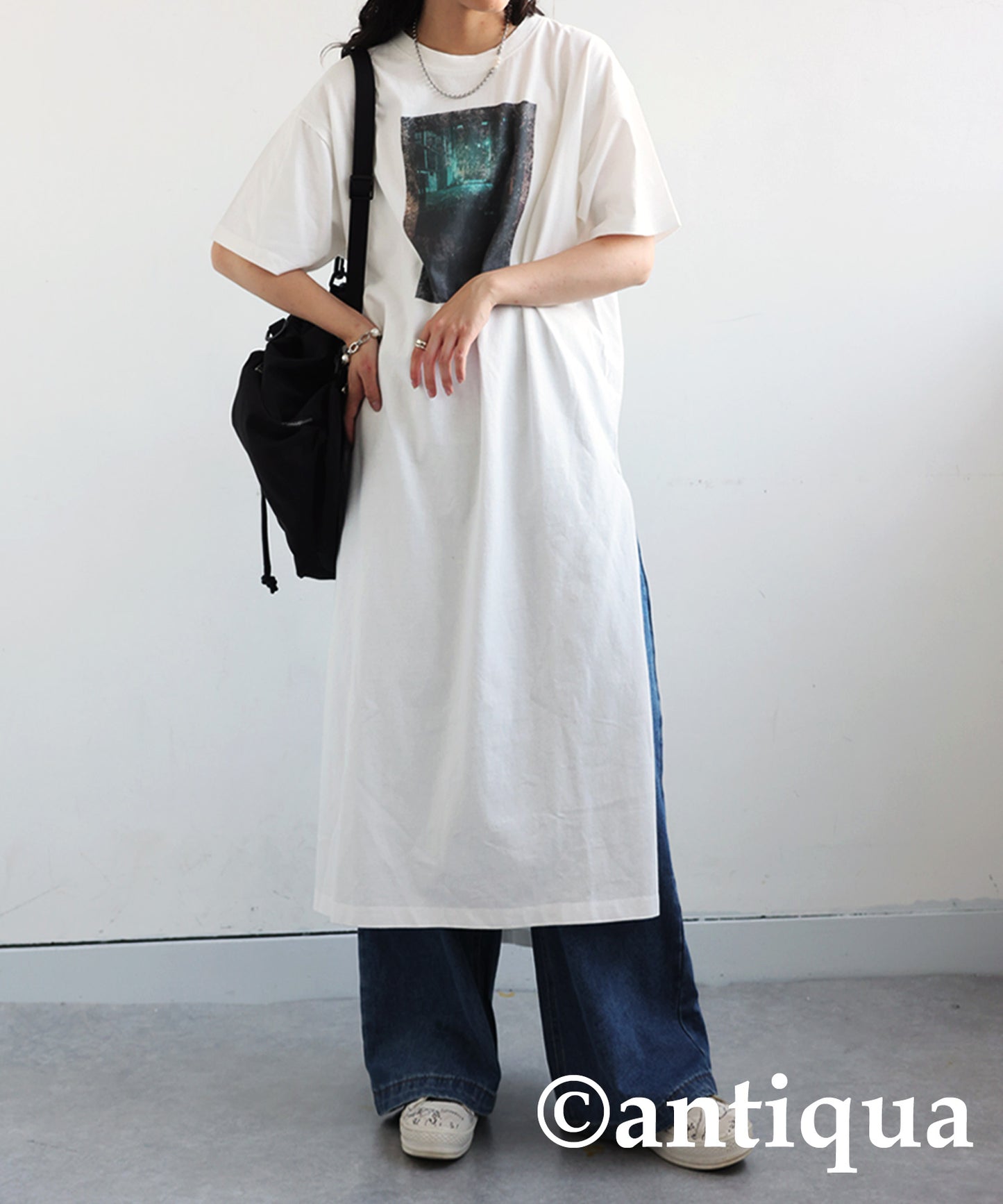 Ladies Photo Design Slit Dress