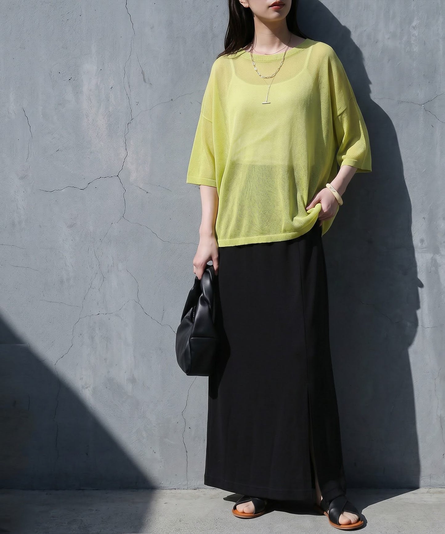 Cool-Touch Fabric, Slit-Front Tight Skirt Ladies