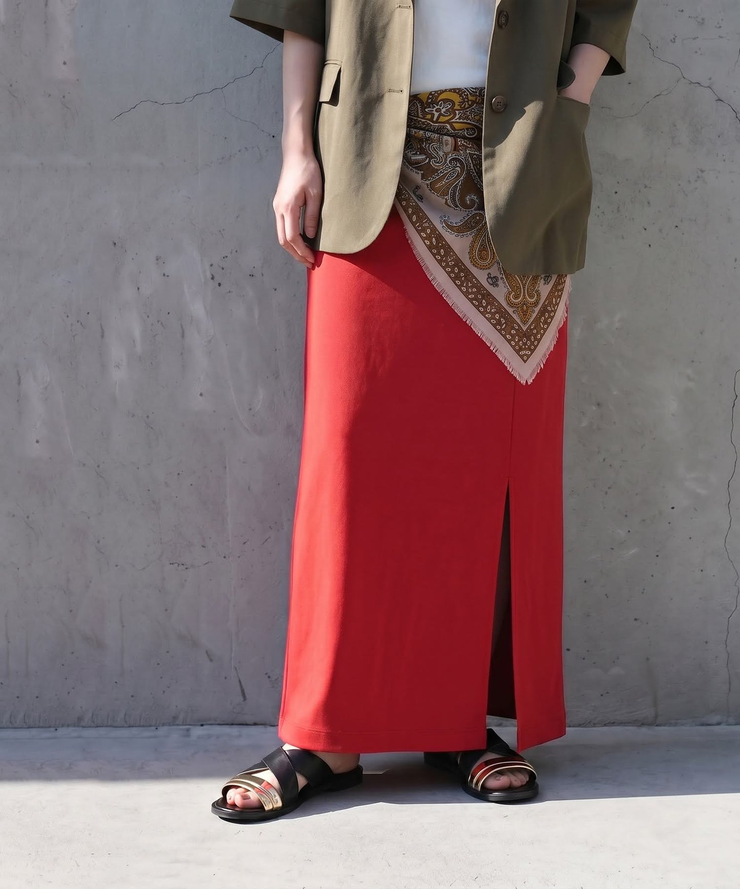 Cool-Touch Fabric, Slit-Front Tight Skirt Ladies