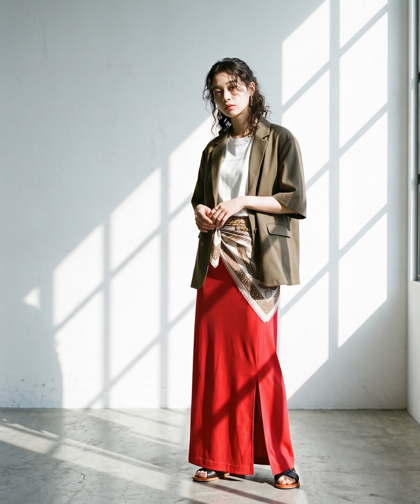 Cool-Touch Fabric, Slit-Front Tight Skirt Ladies