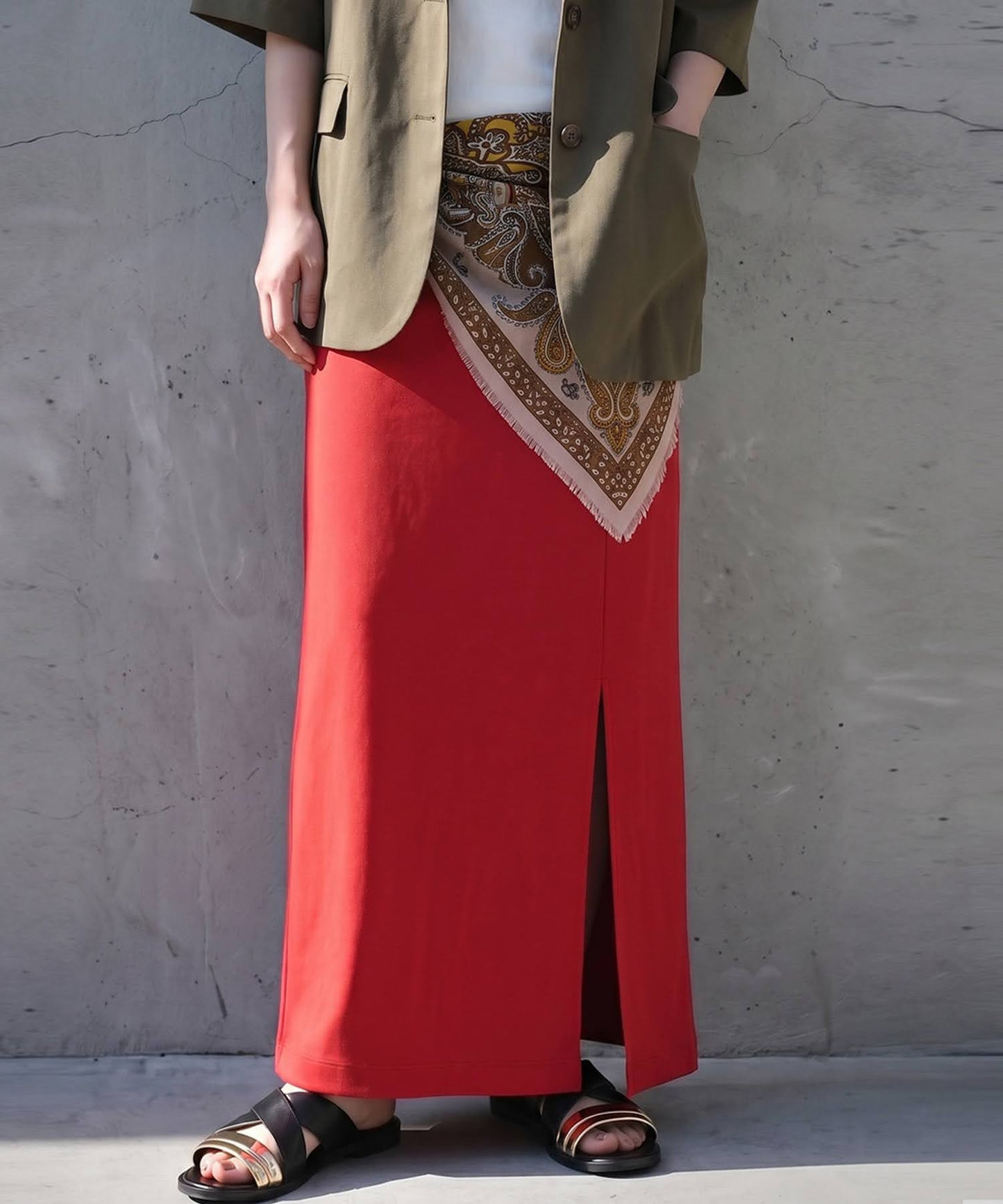 Cool-Touch Fabric, Slit-Front Tight Skirt Ladies
