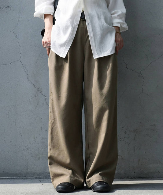 Tuck Wide Straight Pants Ladies