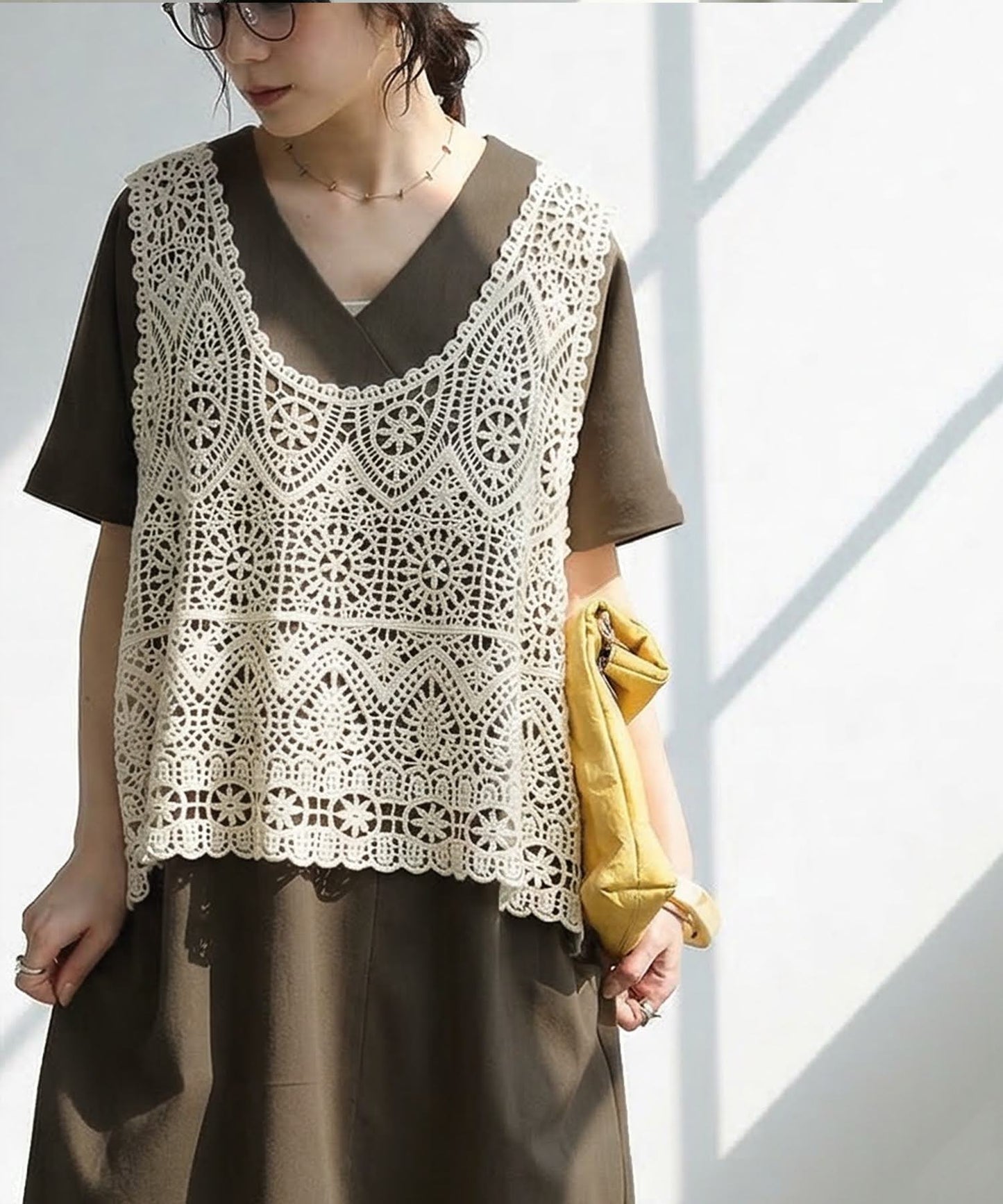 Linen-Touch French-Sleeve Dress Ladies