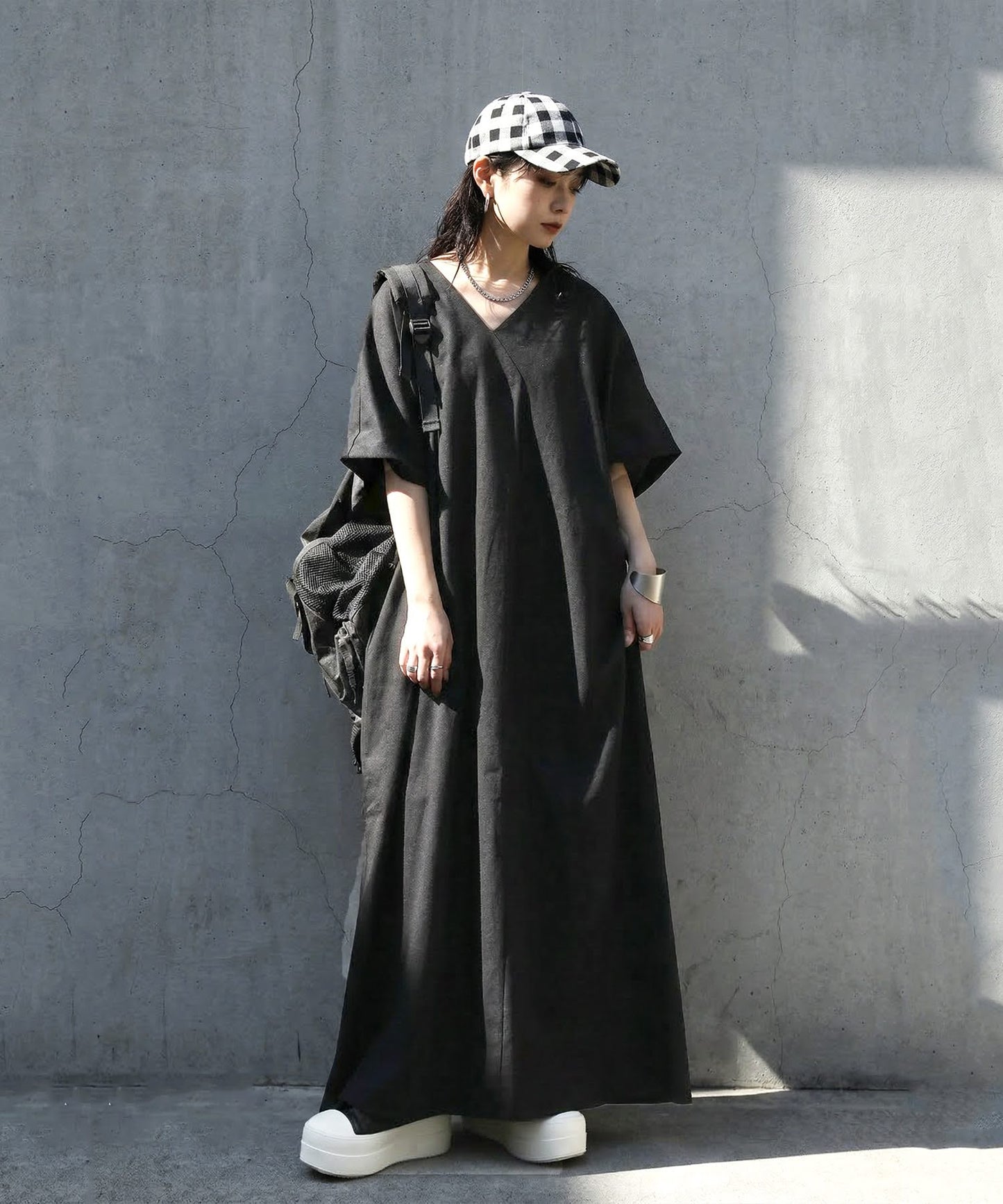 Linen-Touch French-Sleeve Dress Ladies