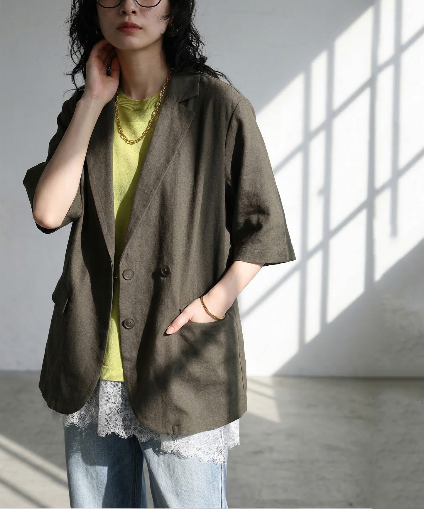 Linen Blend Tailored Jacket Ladies