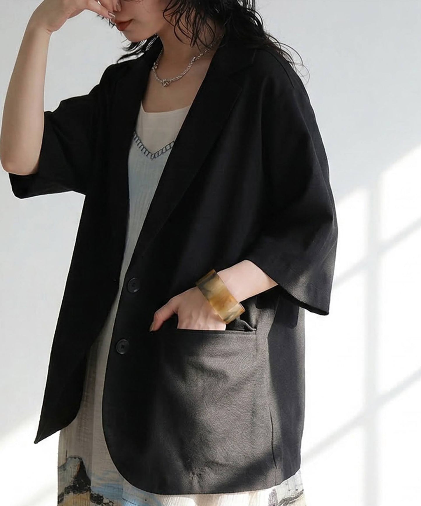 Linen Blend Tailored Jacket Ladies