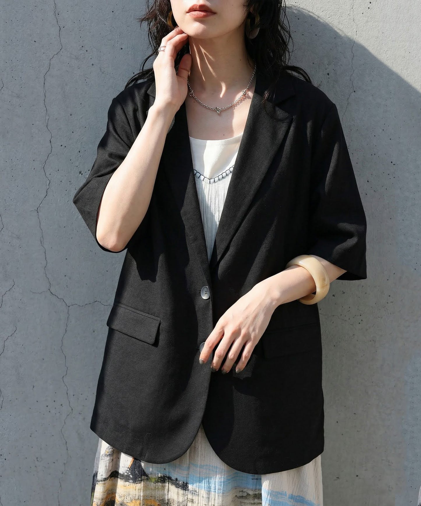 Linen Blend Tailored Jacket Ladies