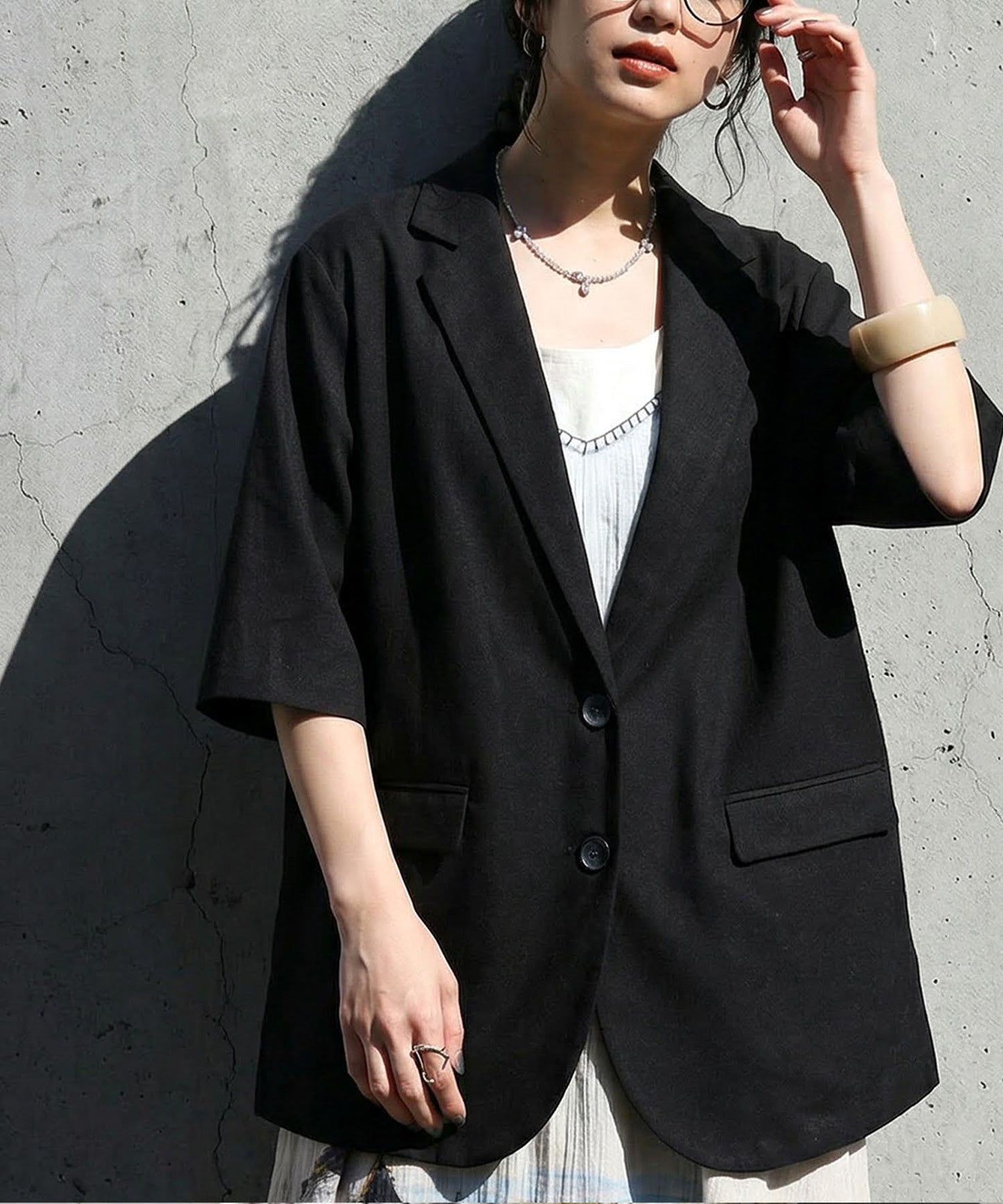 Linen Blend Tailored Jacket Ladies